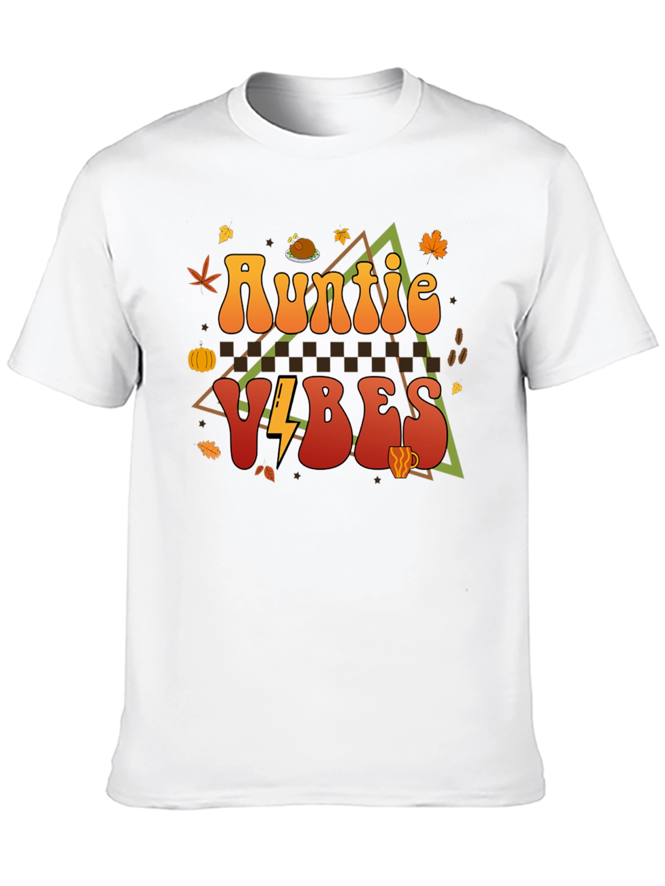 Auntie Vibes Thanksgiving T-Shirt Fall Themed