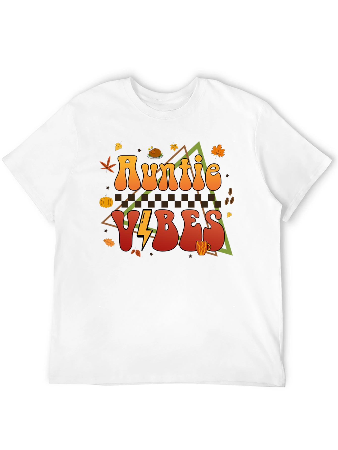 Auntie Vibes Thanksgiving T-Shirt Fall Themed