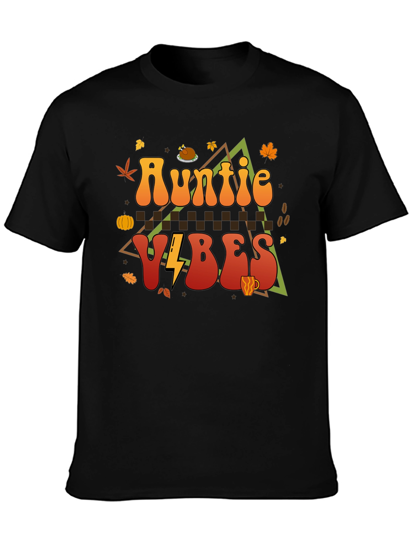 Auntie Vibes Thanksgiving T-Shirt Fall Themed