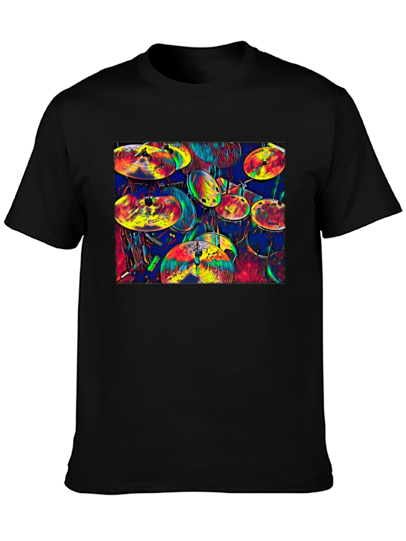 Vibrant Drum Kit Graphic T-Shirt - Musical Expression