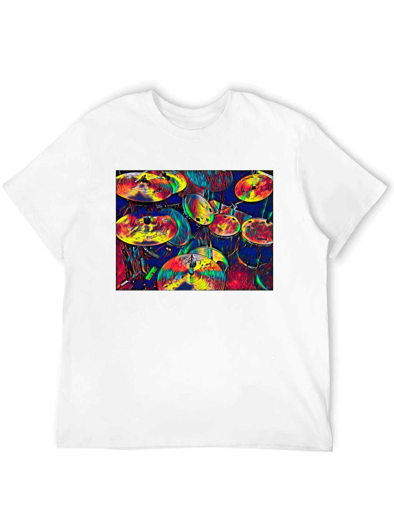 Vibrant Drum Kit Graphic T-Shirt - Musical Expression