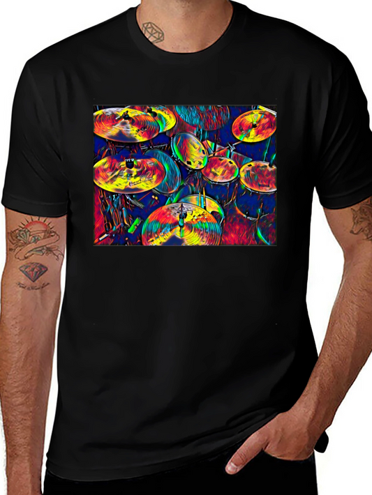 Vibrant Drum Kit Graphic T-Shirt - Musical Expression