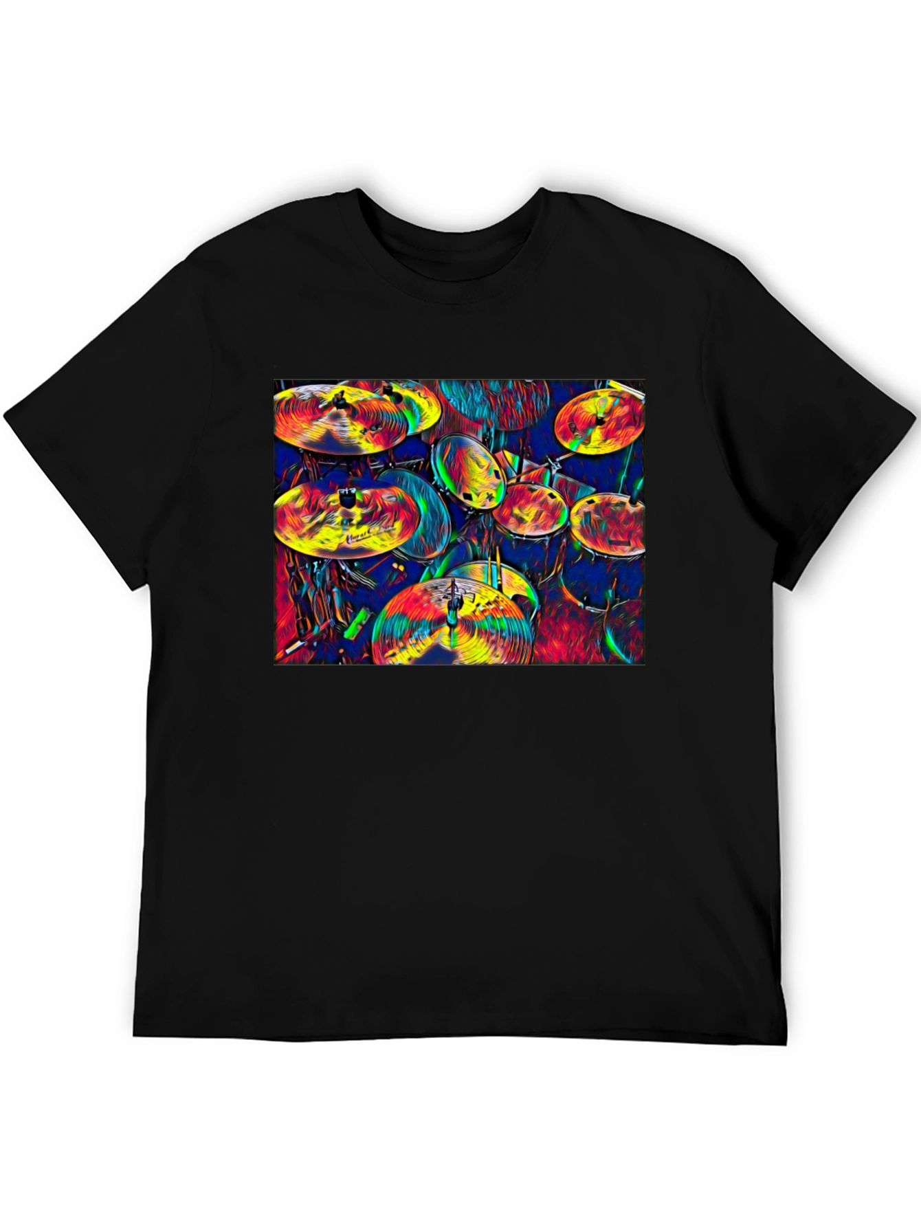 Vibrant Drum Kit Graphic T-Shirt - Musical Expression