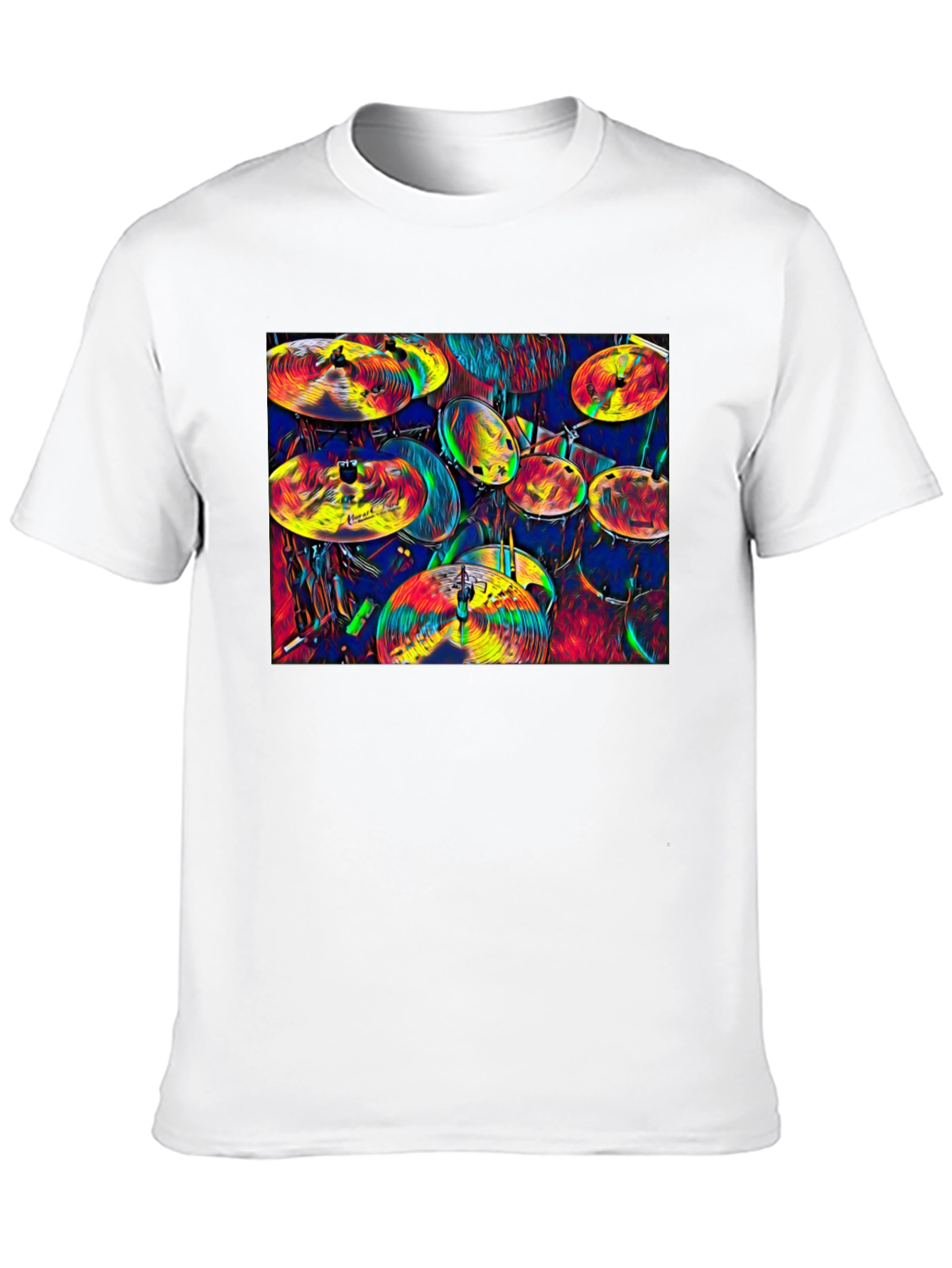 Vibrant Drum Kit Graphic T-Shirt - Musical Expression