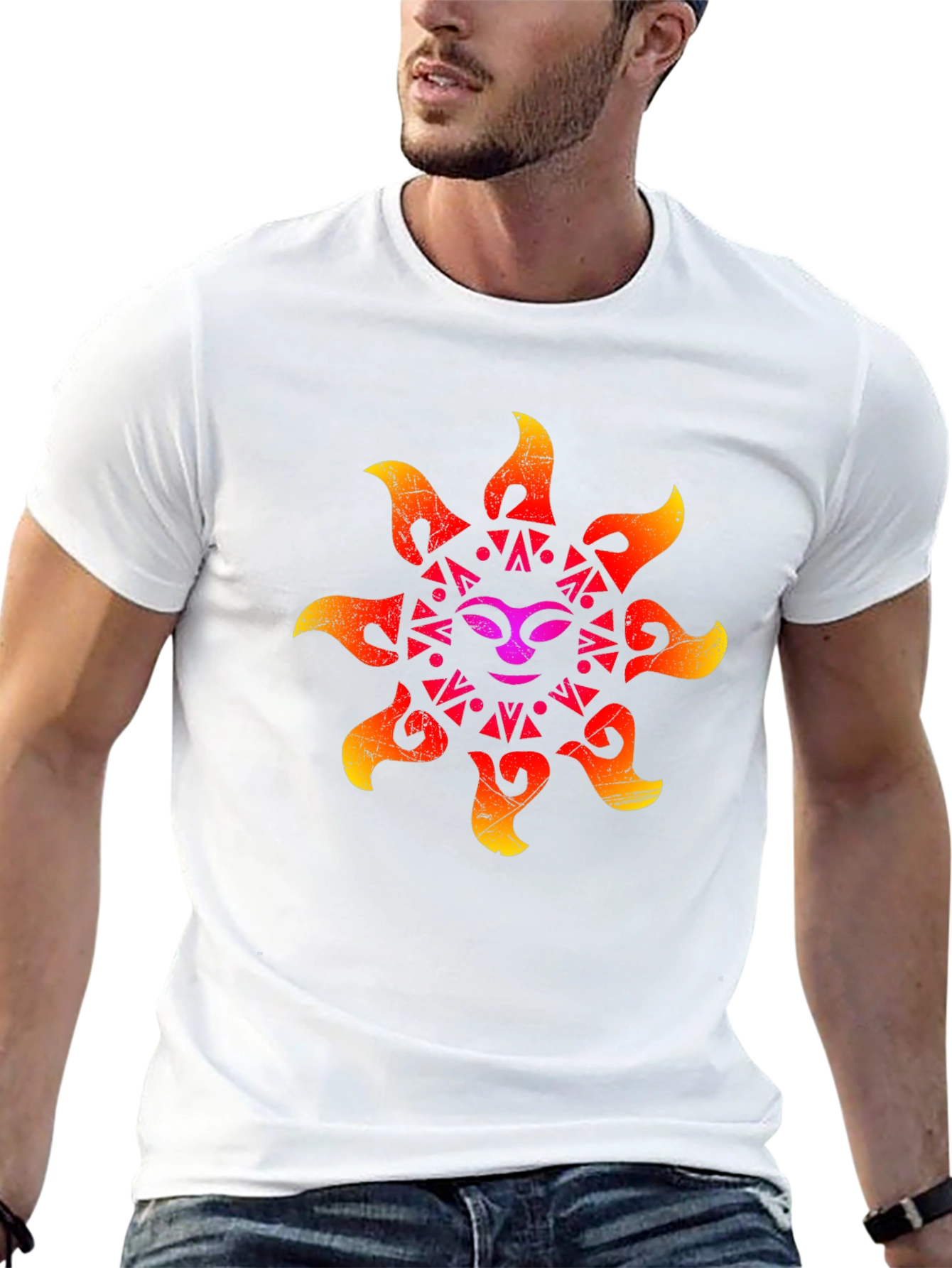 Retro Sun Graphic Black T-Shirt