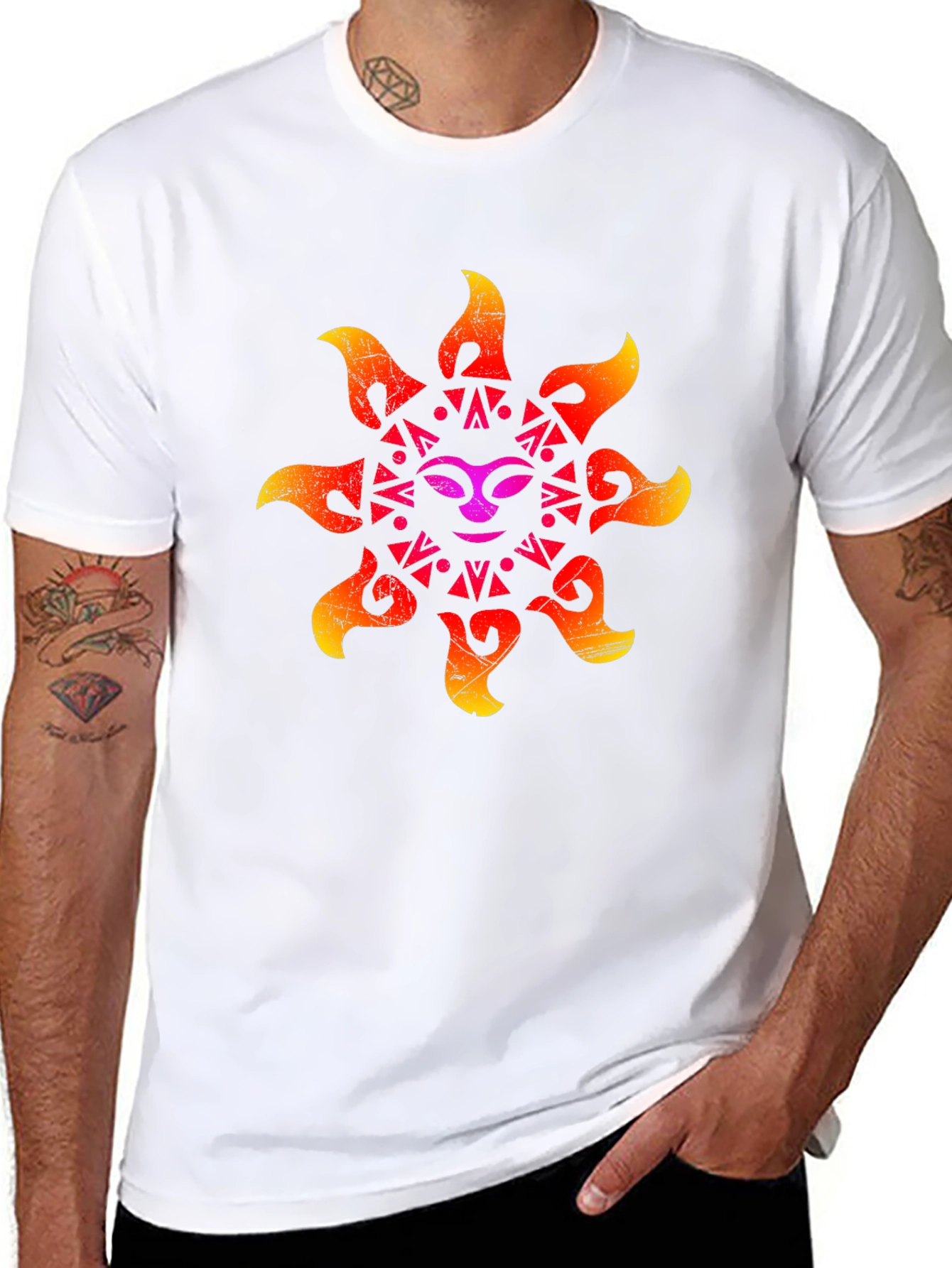 Retro Sun Graphic Black T-Shirt