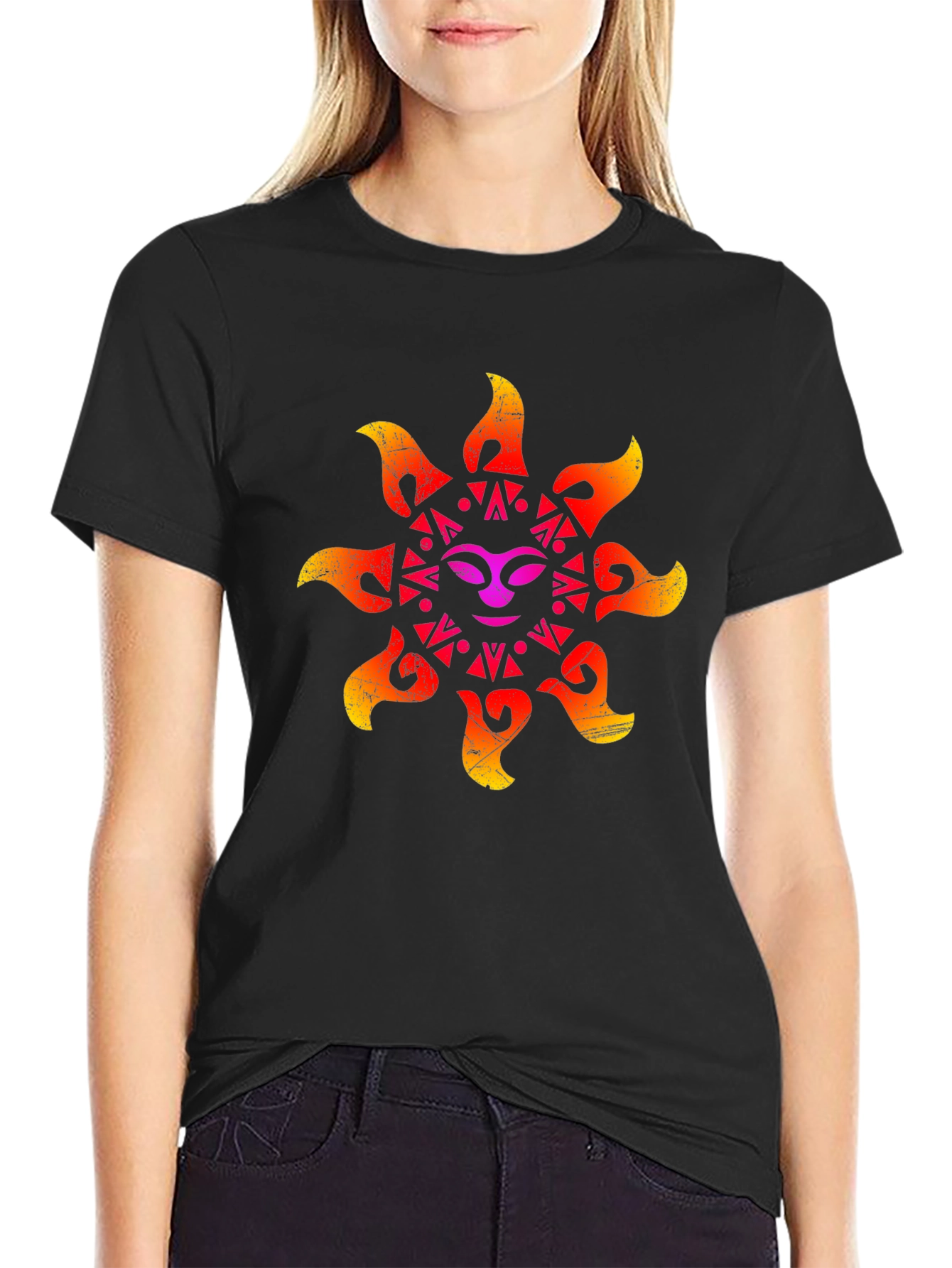 Retro Sun Graphic Black T-Shirt