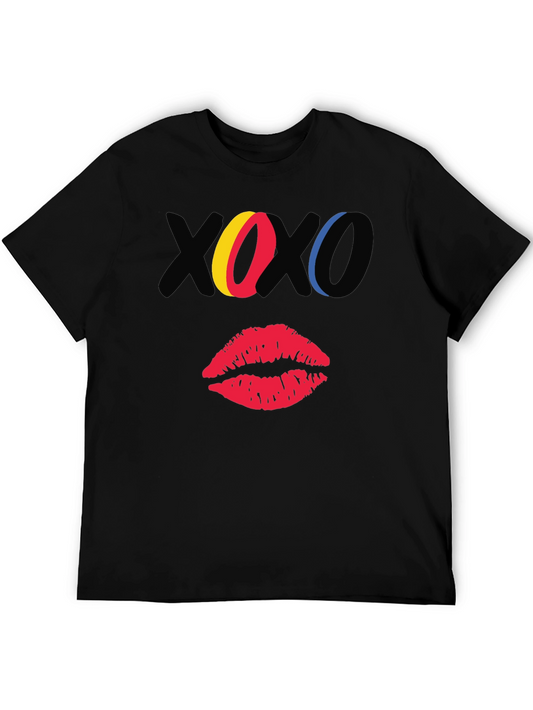 XOXO Kiss Graphic Print Black Casual T-Shirt