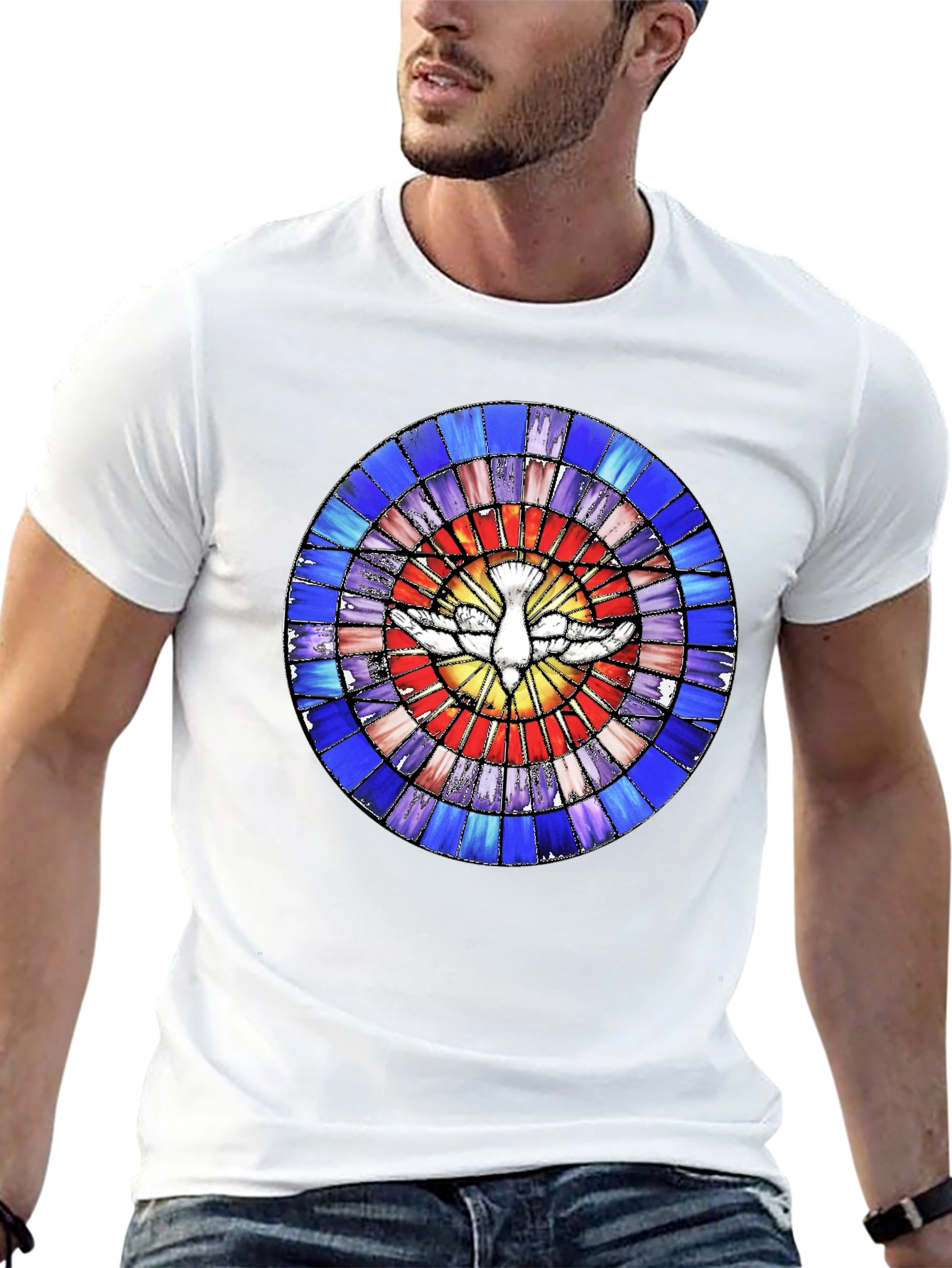 Stained Glass Dove Graphic Tee