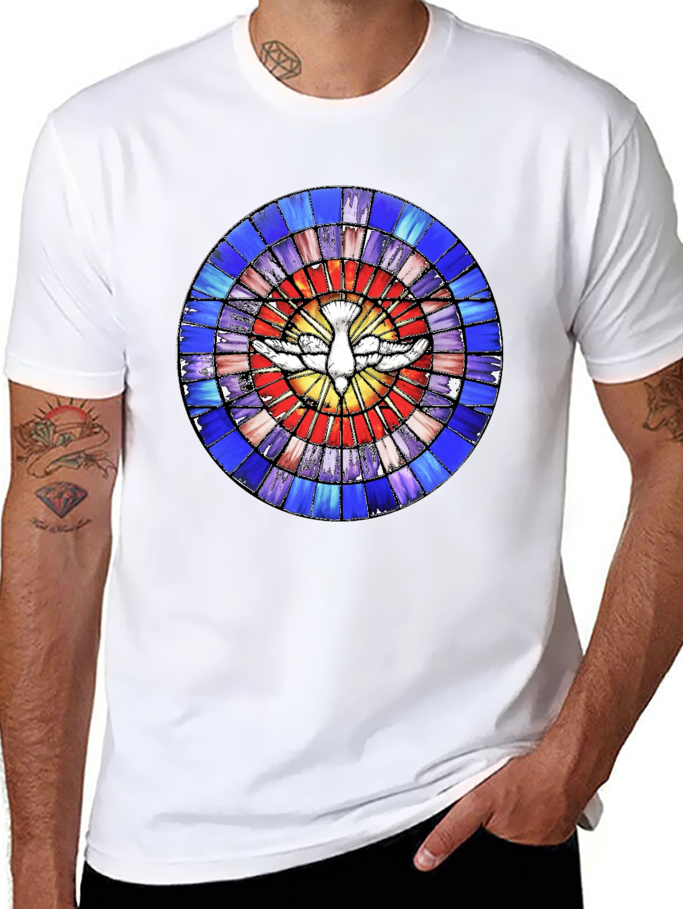 Stained Glass Dove Graphic Tee