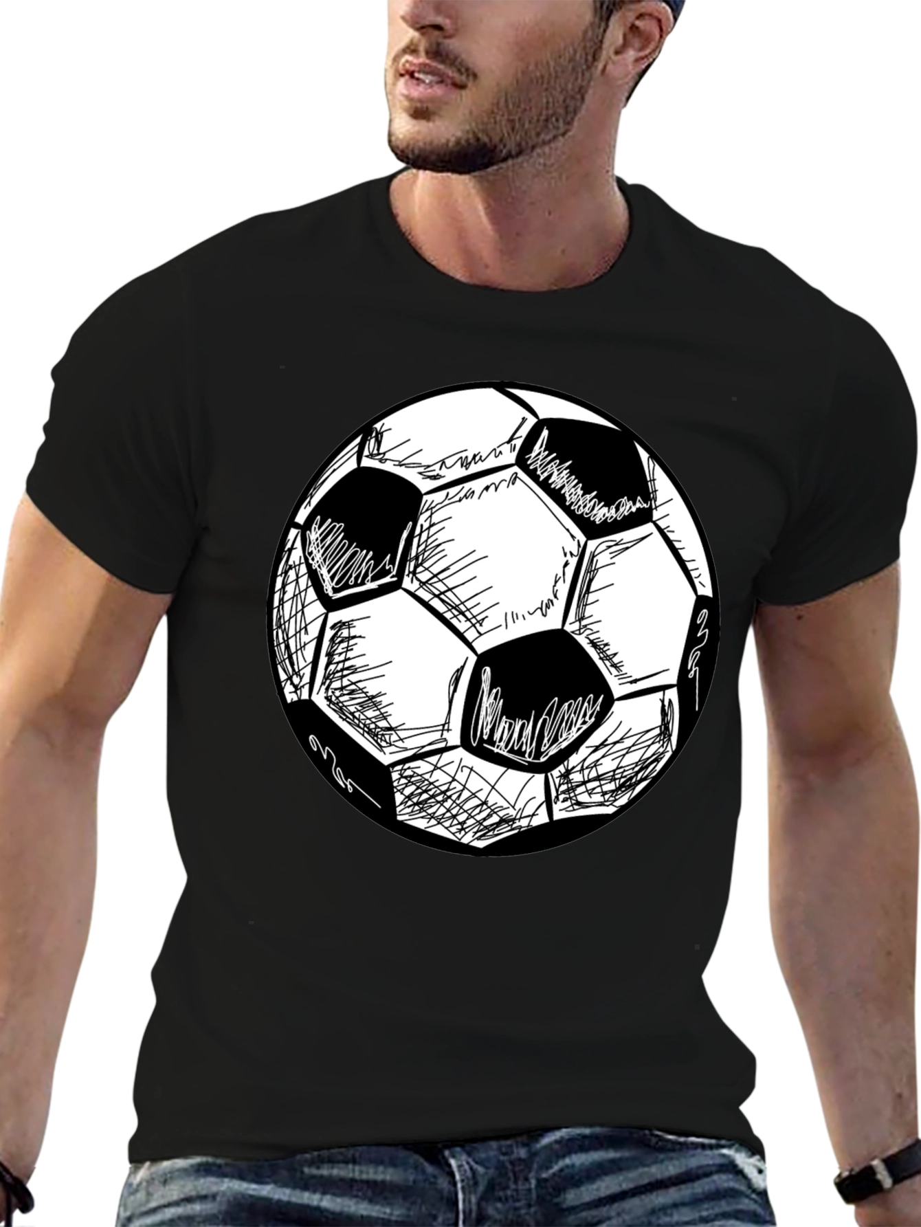Soccer Ball Graphic Tee - Stylish Black T-Shirt