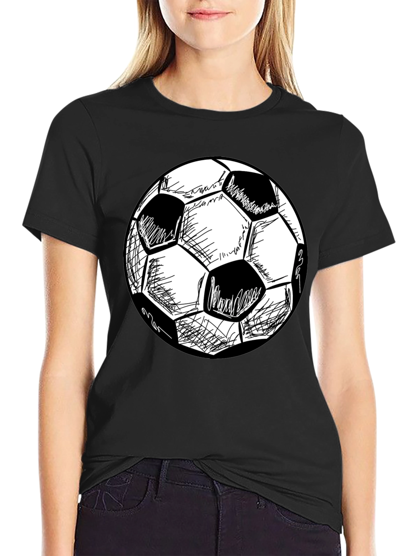 Soccer Ball Graphic Tee - Stylish Black T-Shirt