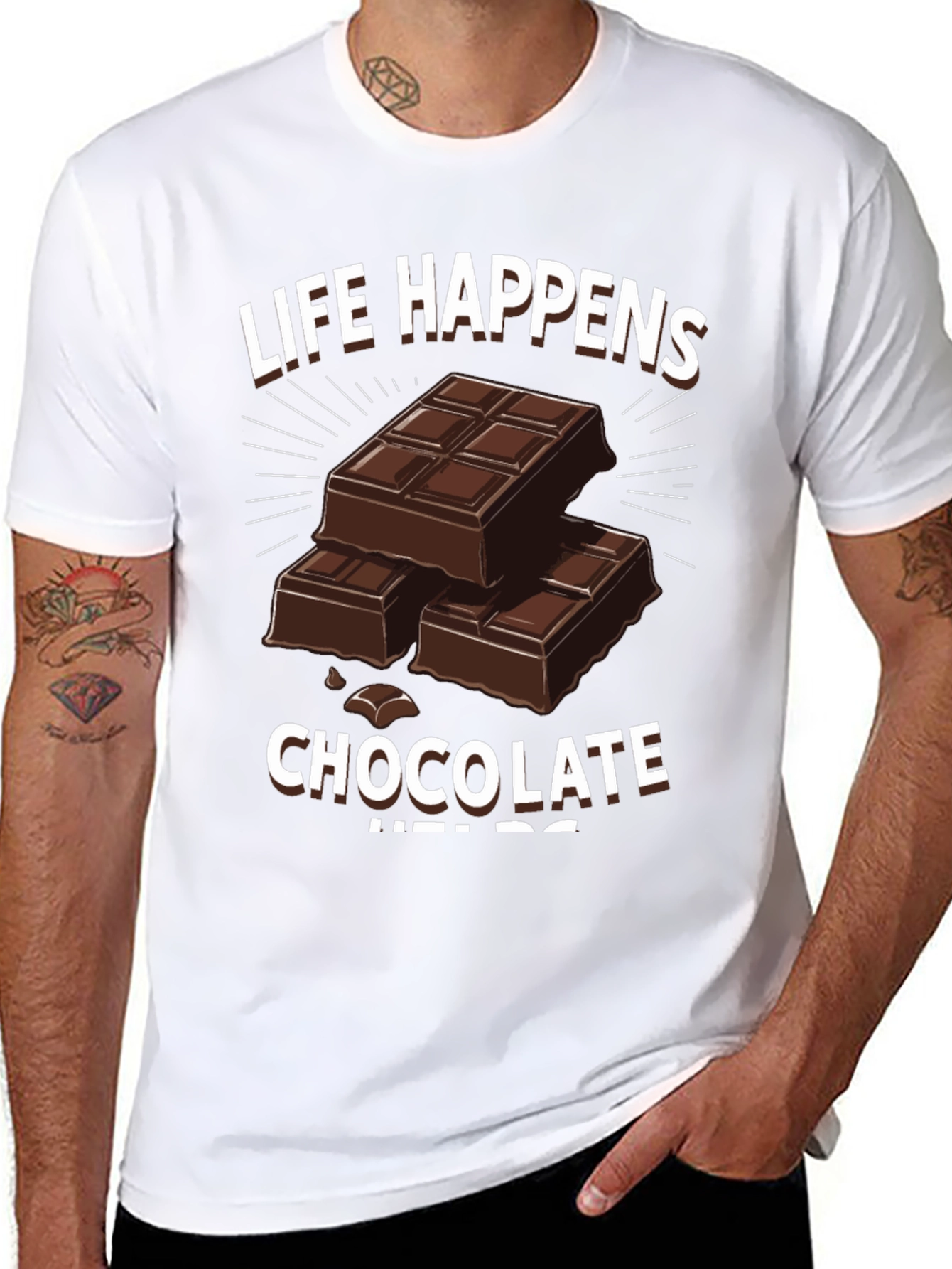 Life Happens Chocolate Helps Graphic T-Shirt