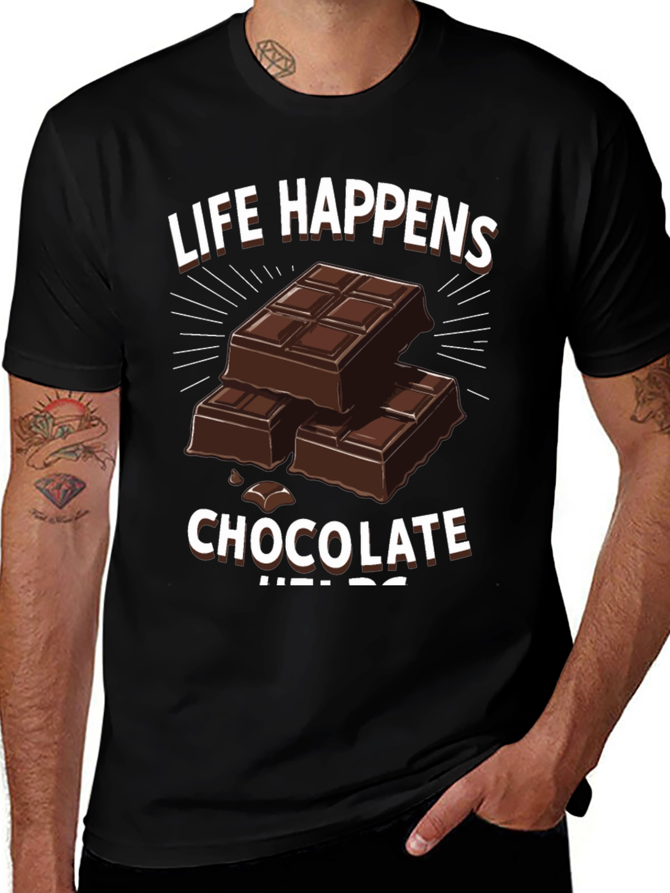 Life Happens Chocolate Helps Graphic T-Shirt
