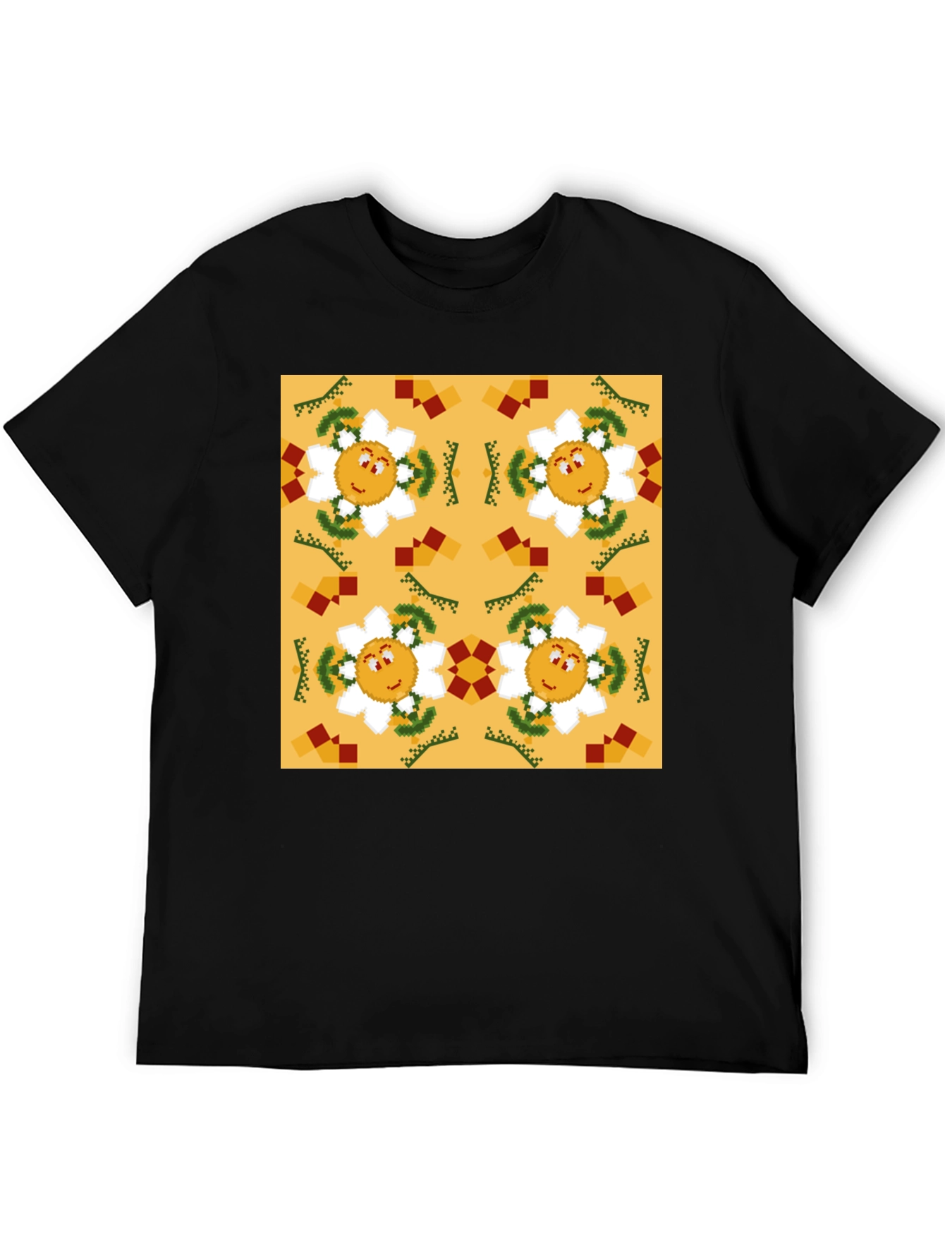 Retro Flower Pattern Graphic Tee