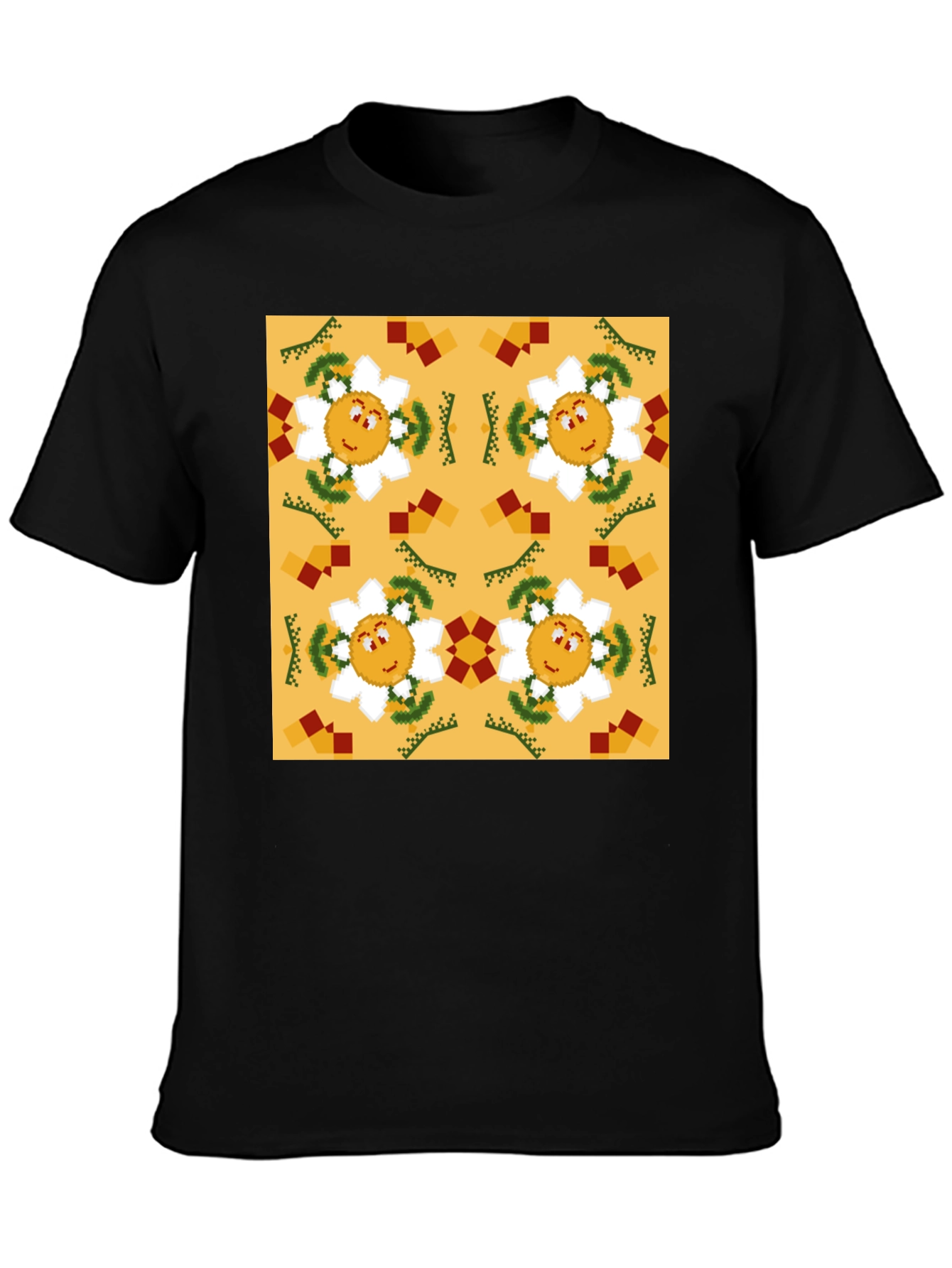 Retro Flower Pattern Graphic Tee