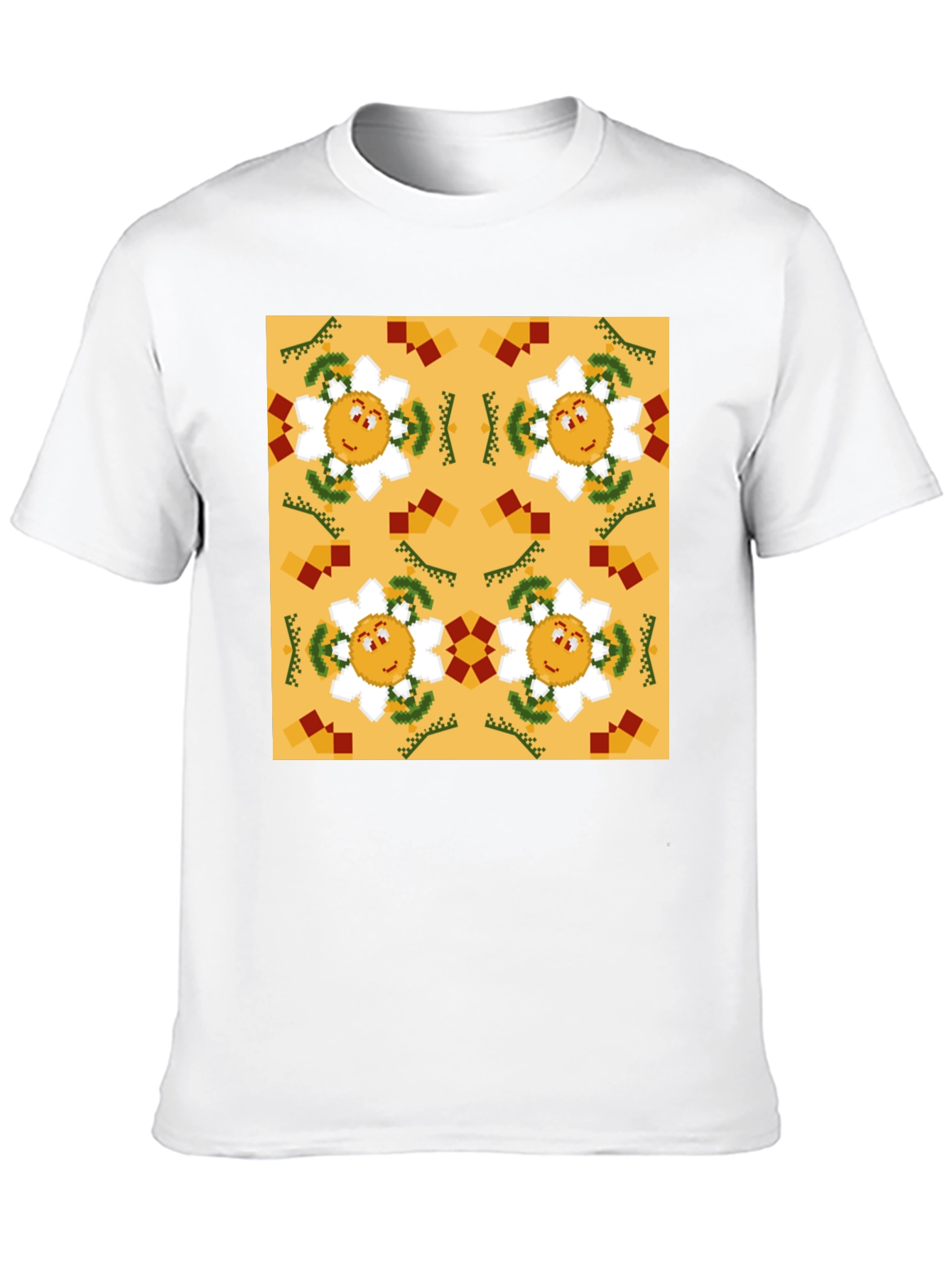 Retro Flower Pattern Graphic Tee