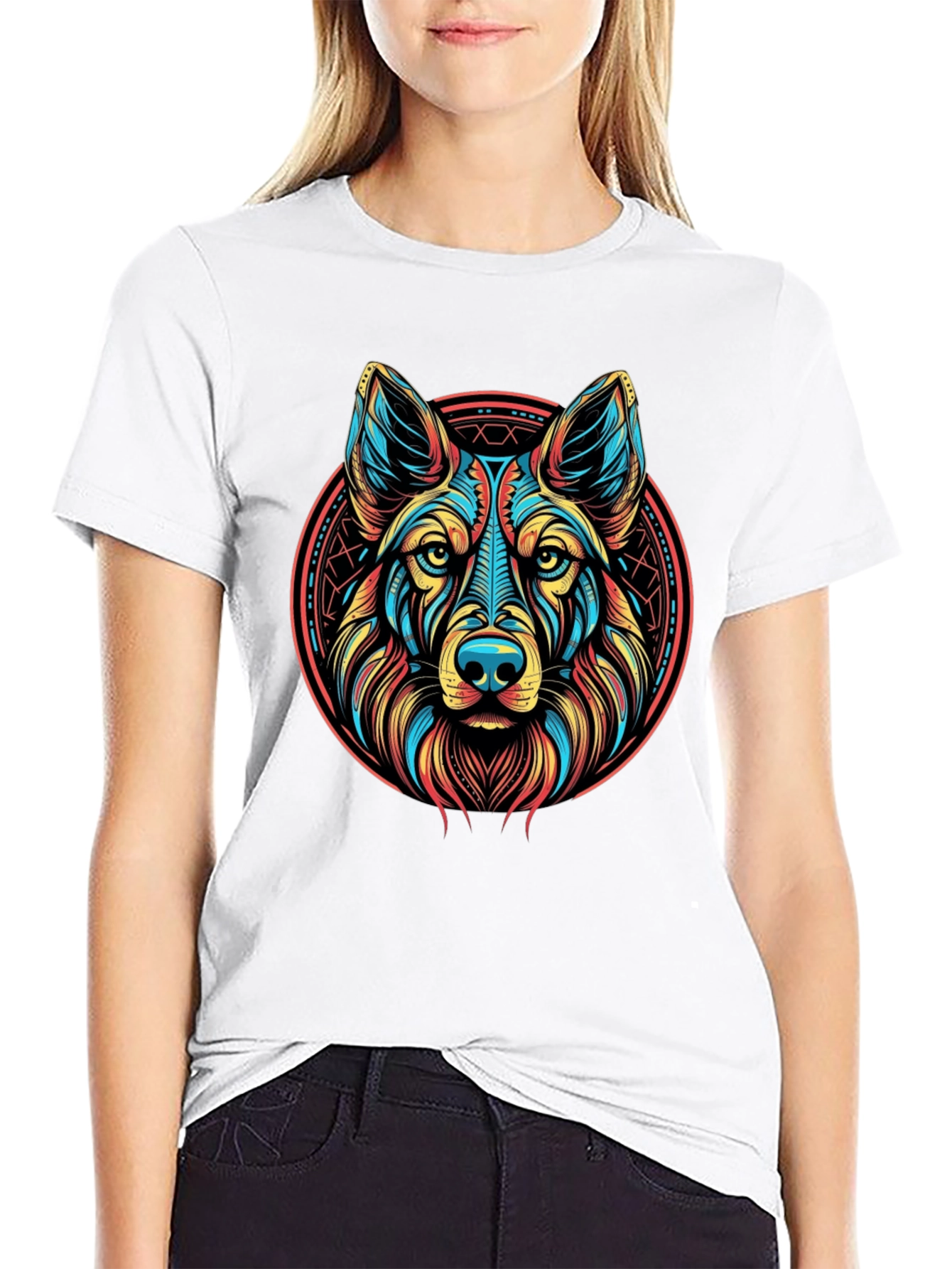 Vibrant Wolf Graphic Tee - Modern Artistic Design