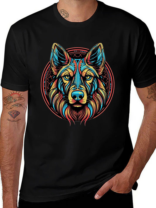 Vibrant Wolf Graphic Tee - Modern Artistic Design