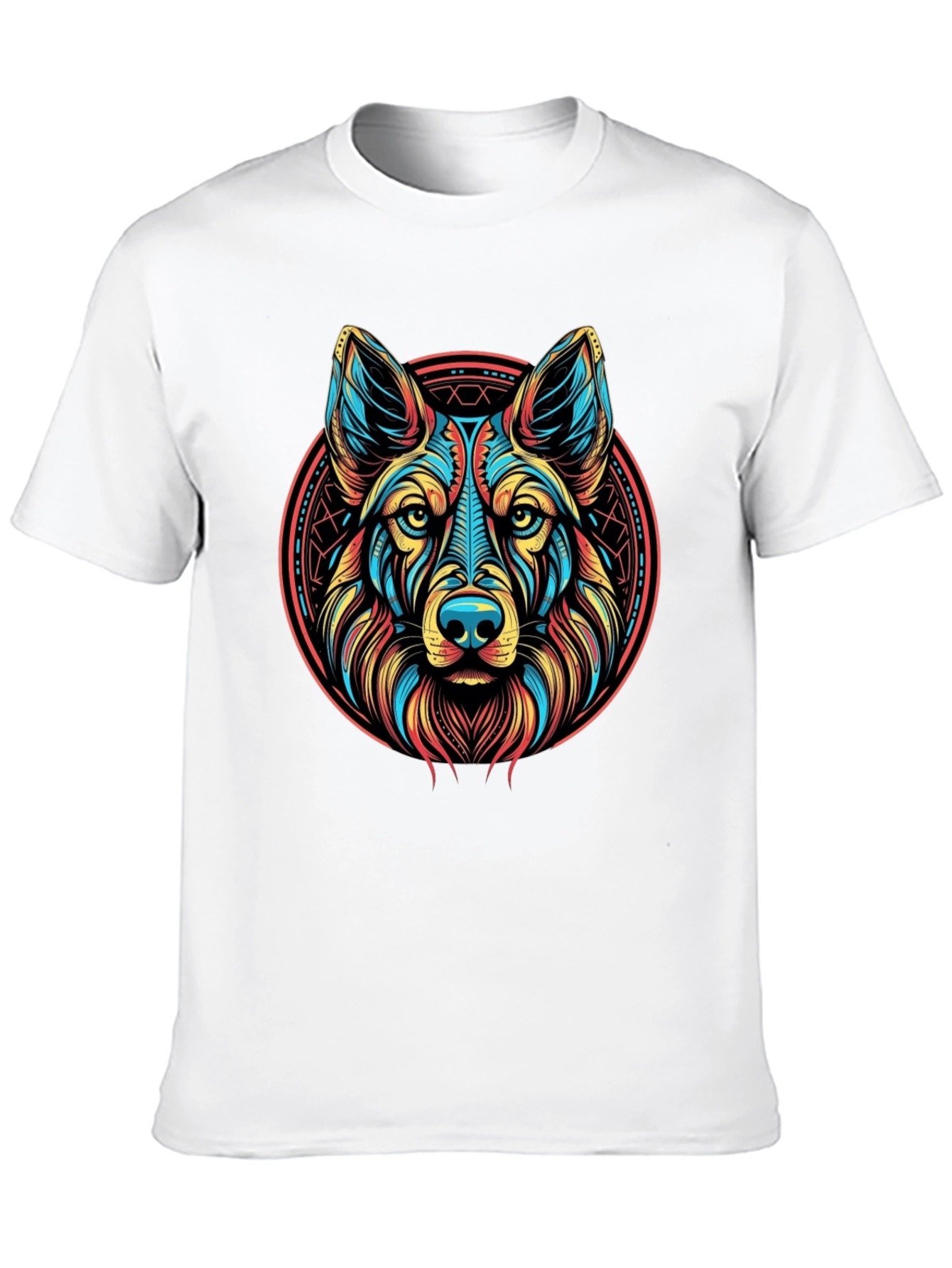Vibrant Wolf Graphic Tee - Modern Artistic Design