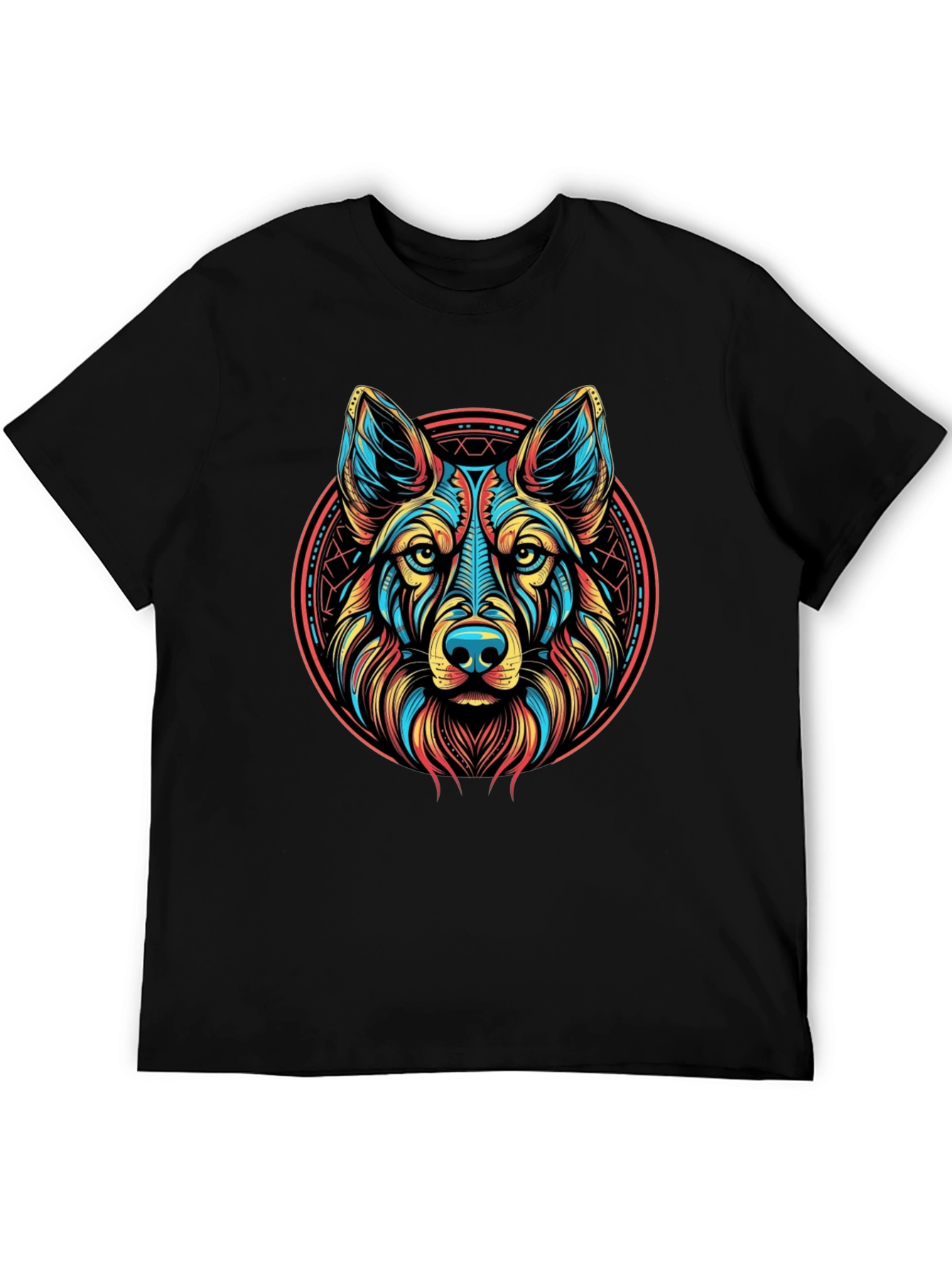Vibrant Wolf Graphic Tee - Modern Artistic Design