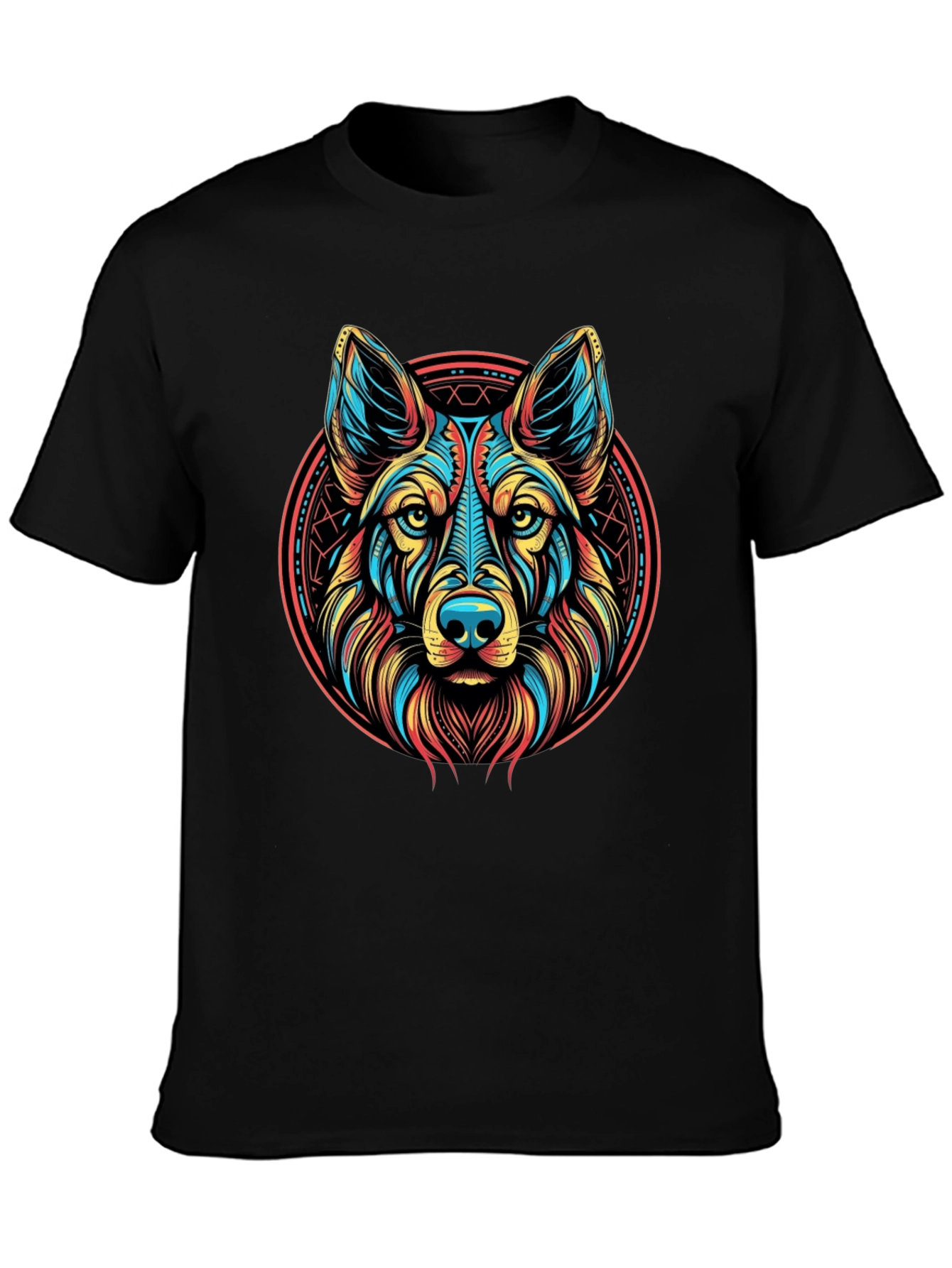 Vibrant Wolf Graphic Tee - Modern Artistic Design