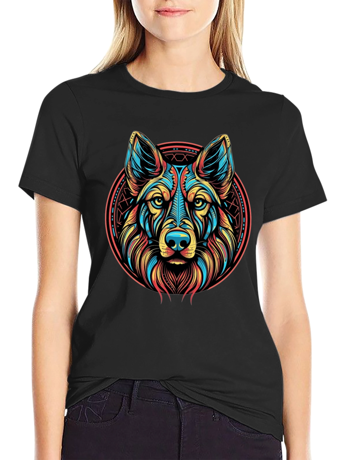 Vibrant Wolf Graphic Tee - Modern Artistic Design