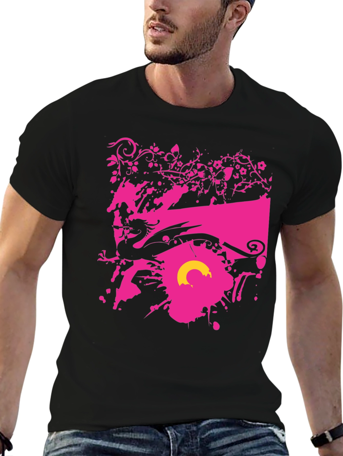 Graphic Print Black Tee