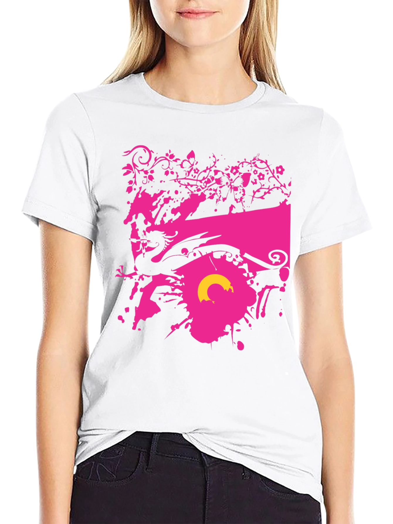 Graphic Print Black Tee