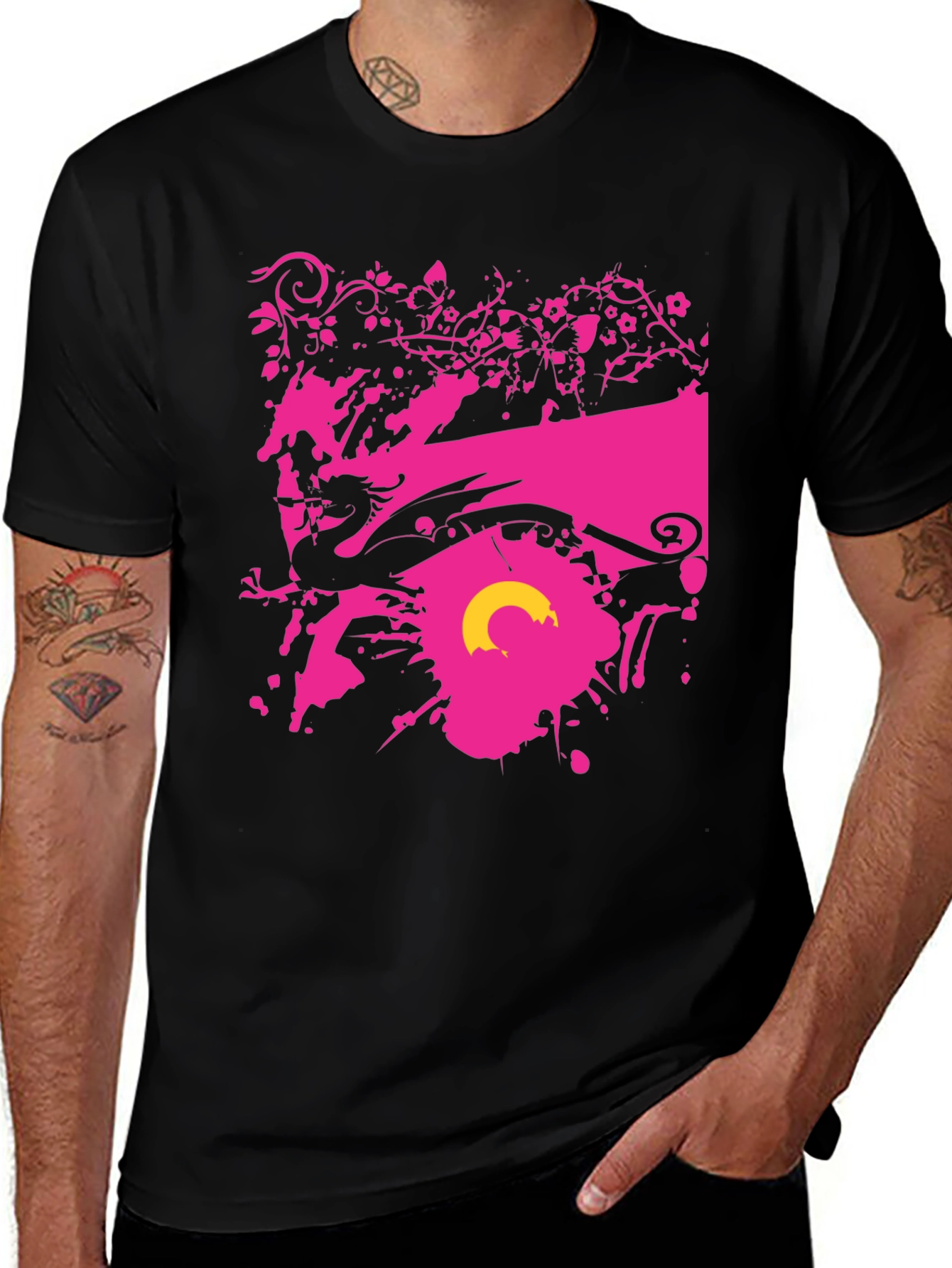 Graphic Print Black Tee