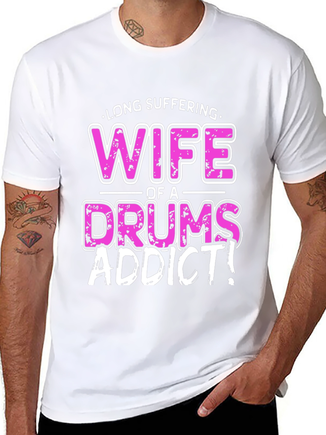 Long Suffering Wife of a Drums Addict T-Shirt