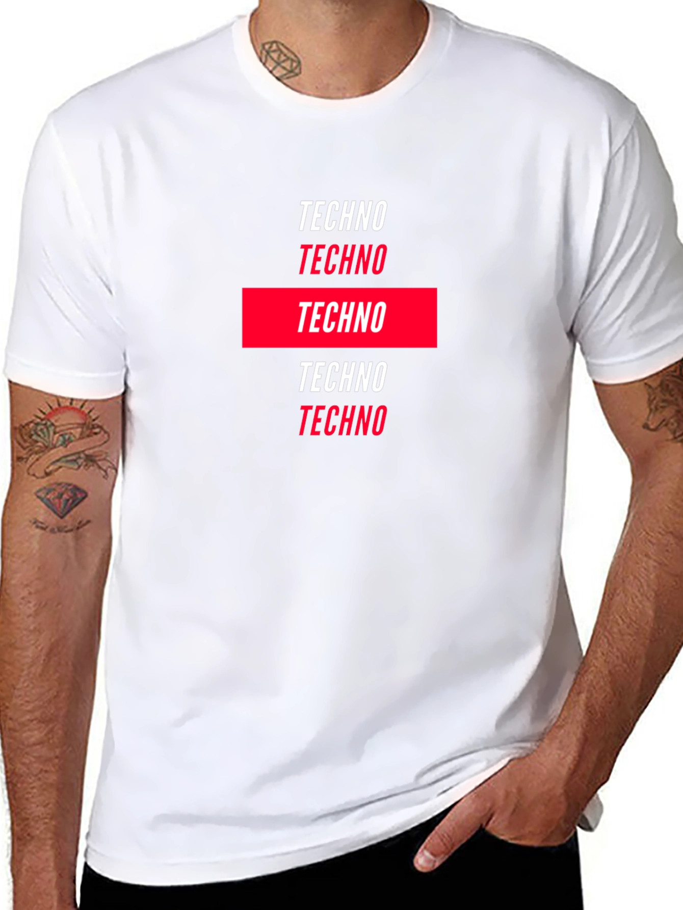 Techno Graphic Print Black T-Shirt