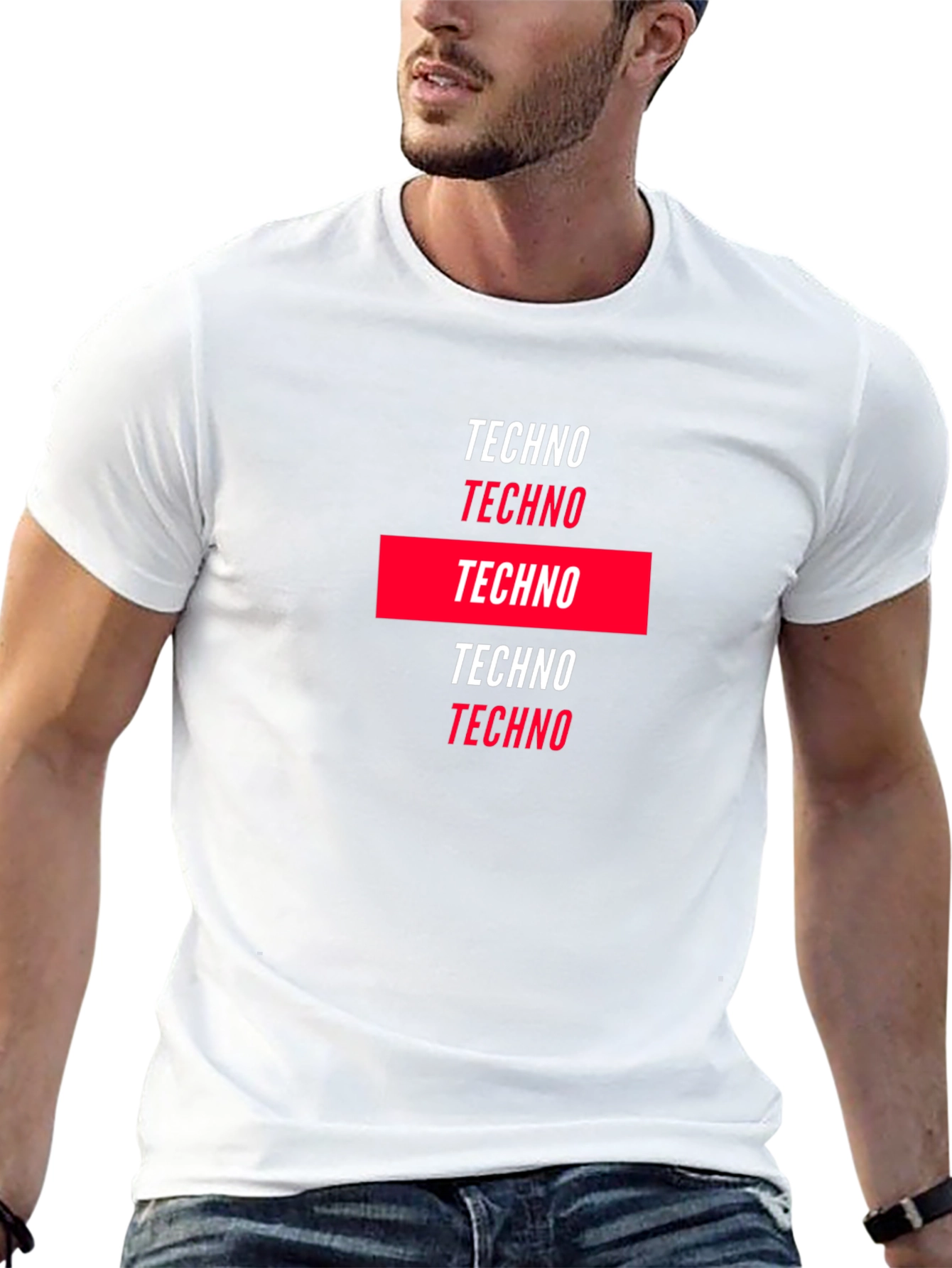 Techno Graphic Print Black T-Shirt