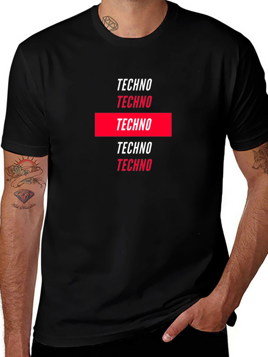 Techno Graphic Print Black T-Shirt