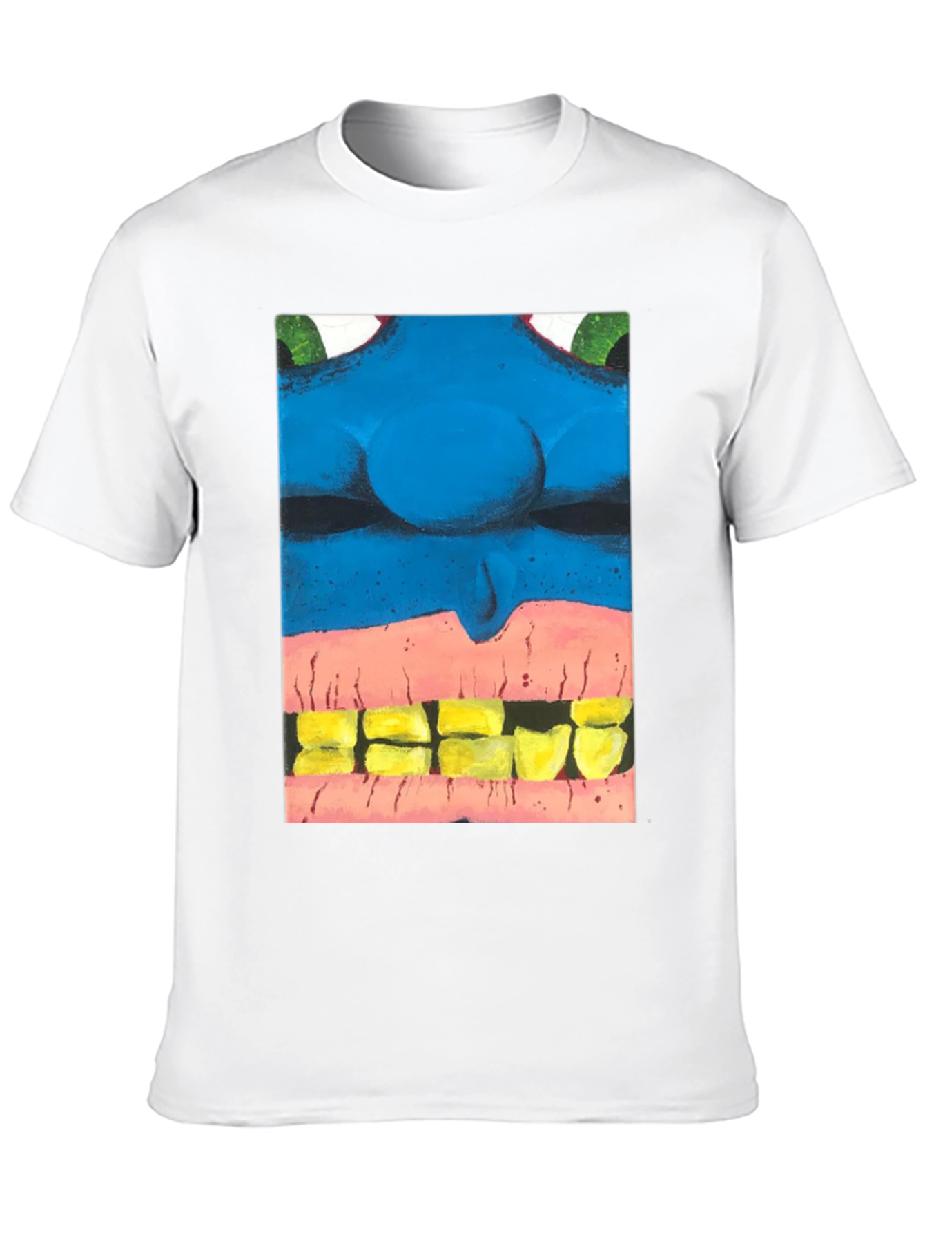 Blue Monster Face Graphic Tee - Unique Design
