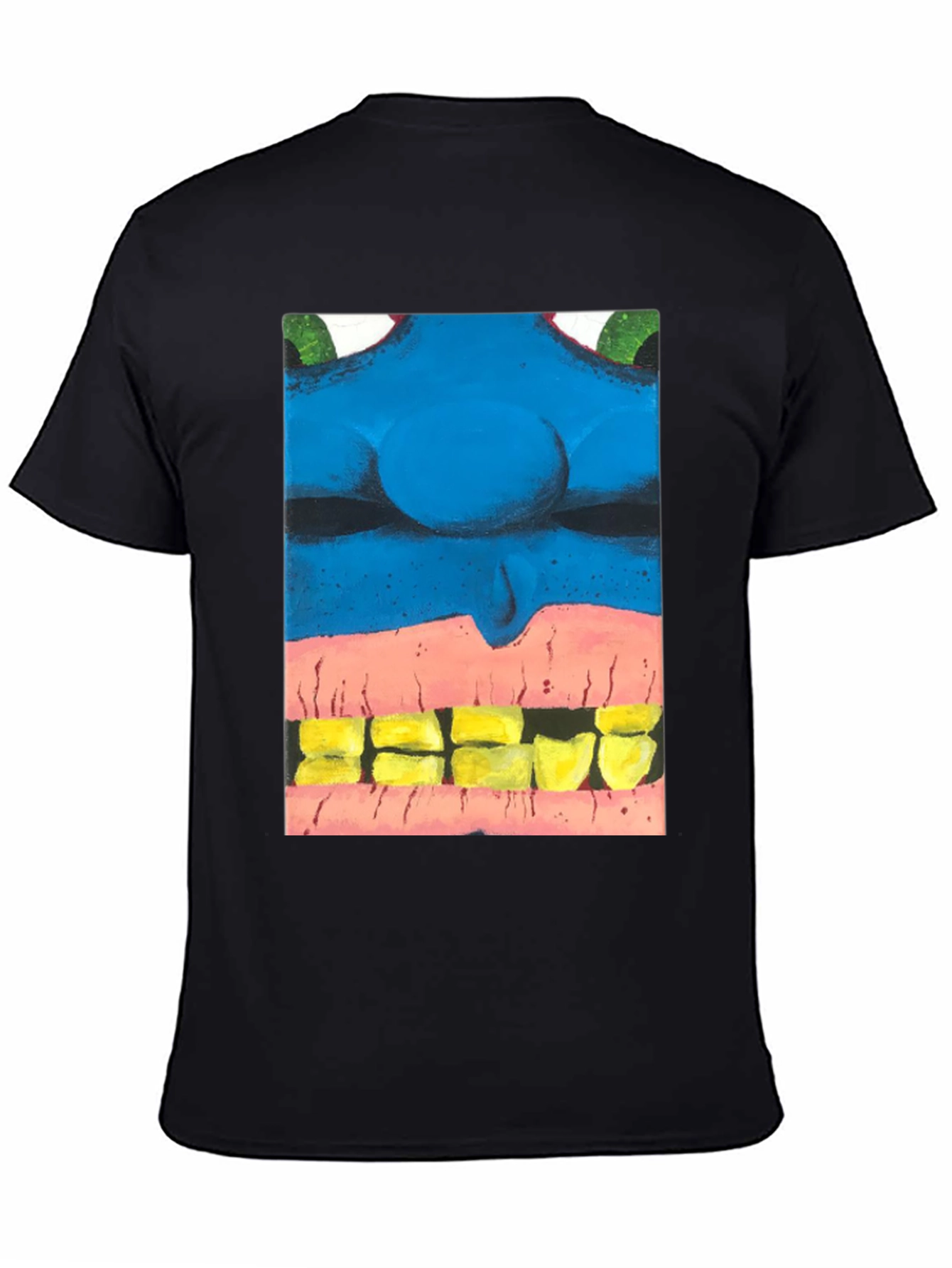 Blue Monster Face Graphic Tee - Unique Design