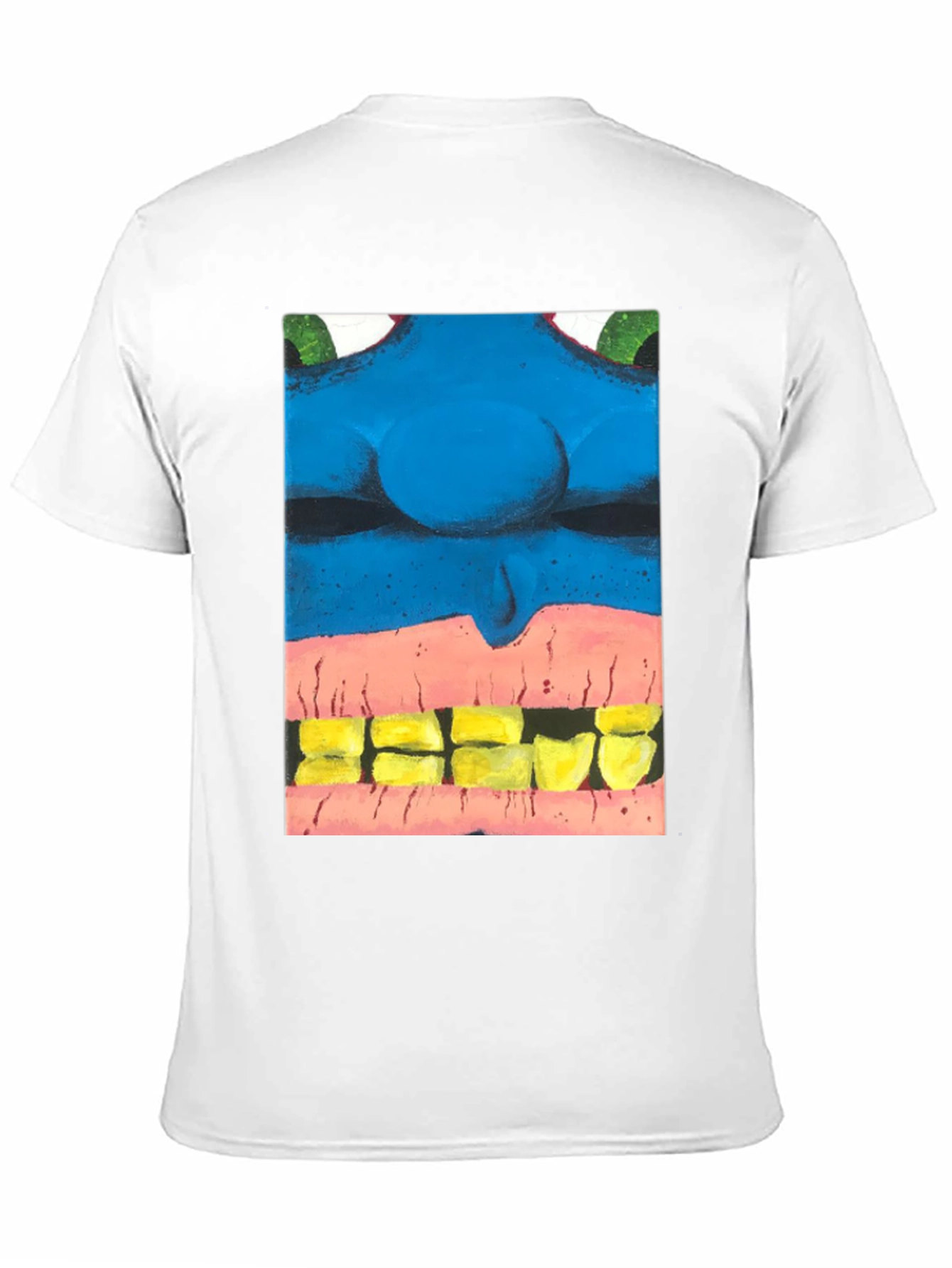 Blue Monster Face Graphic Tee - Unique Design