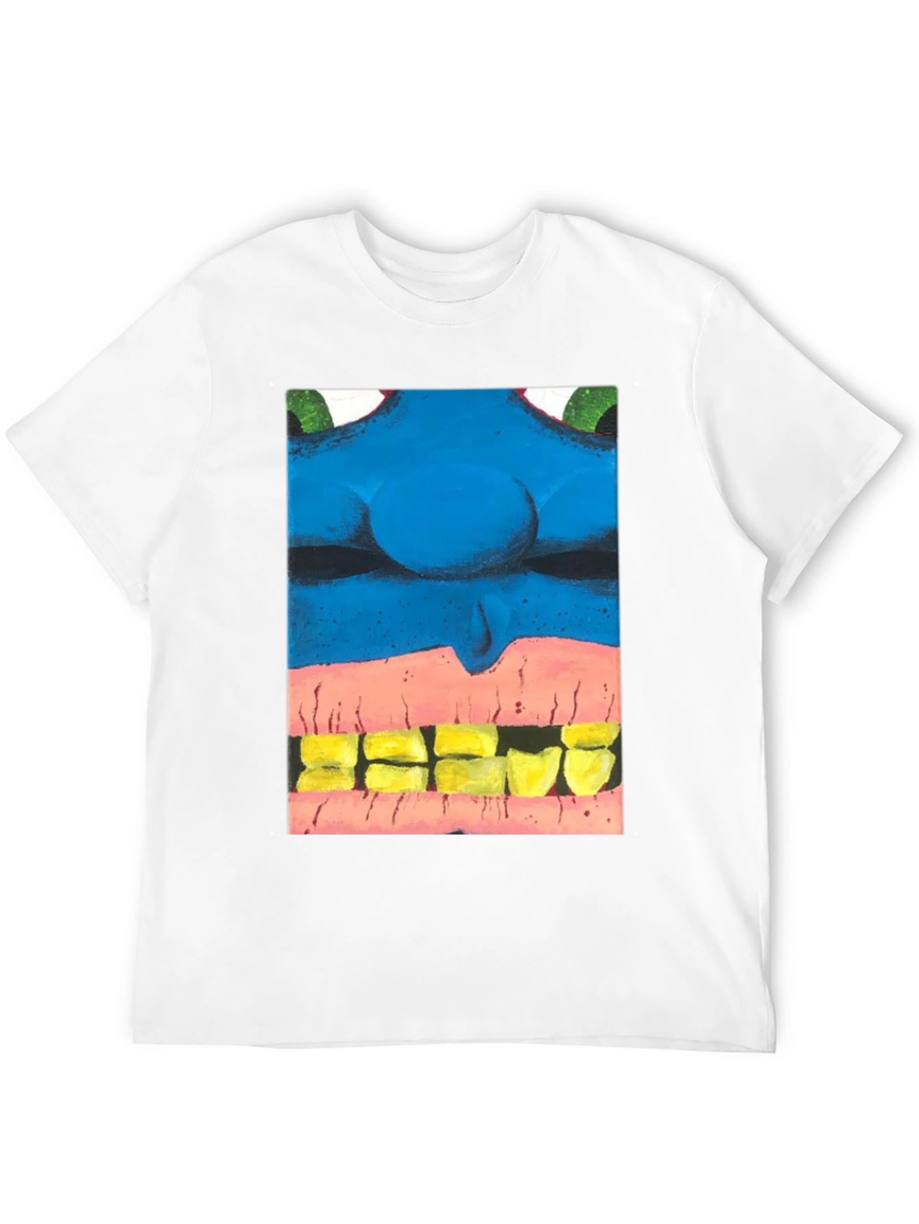 Blue Monster Face Graphic Tee - Unique Design
