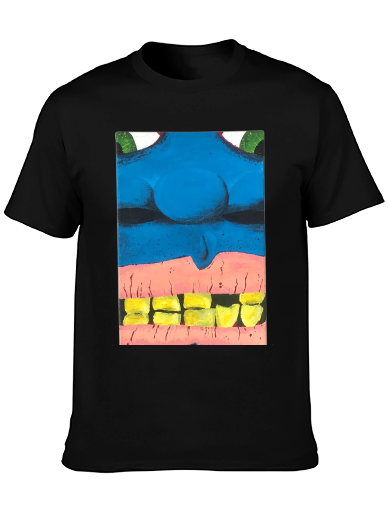 Blue Monster Face Graphic Tee - Unique Design