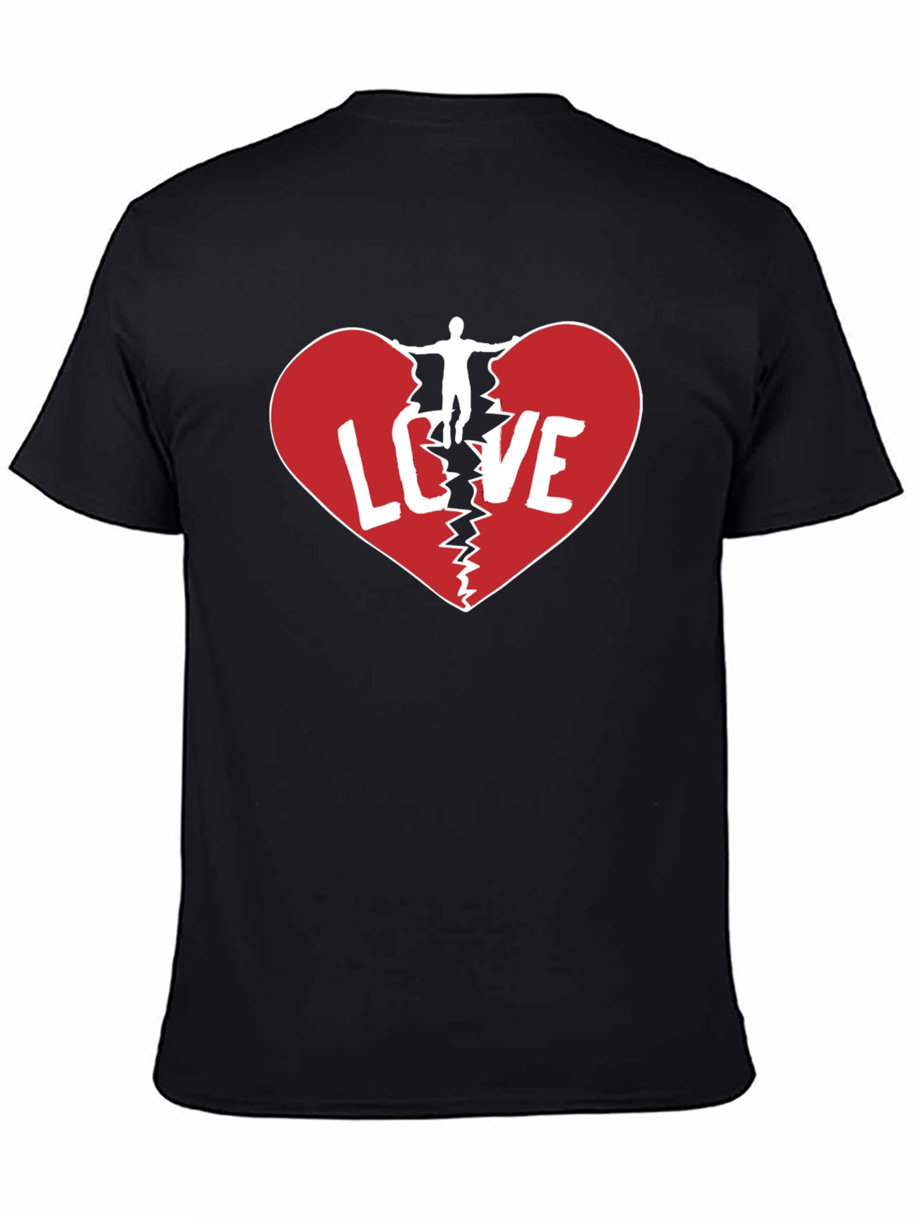 Broken Heart Love Graphic Mens Black T-Shirt