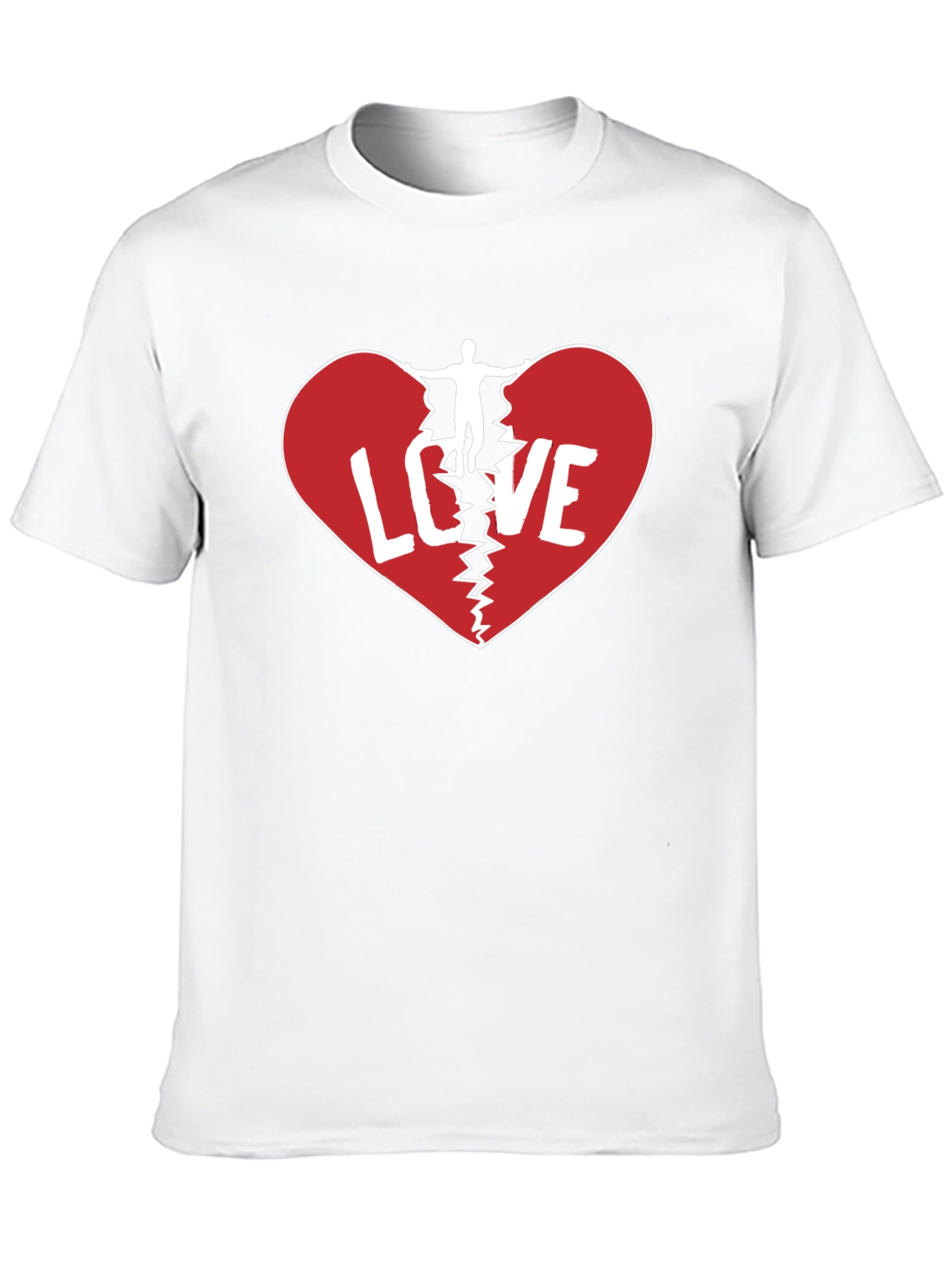 Broken Heart Love Graphic Mens Black T-Shirt