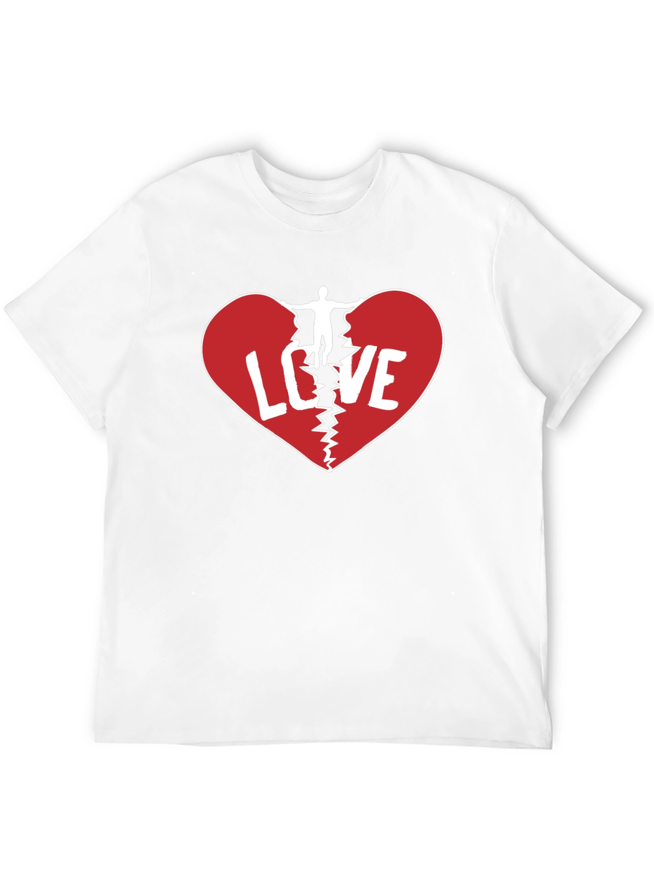 Broken Heart Love Graphic Mens Black T-Shirt