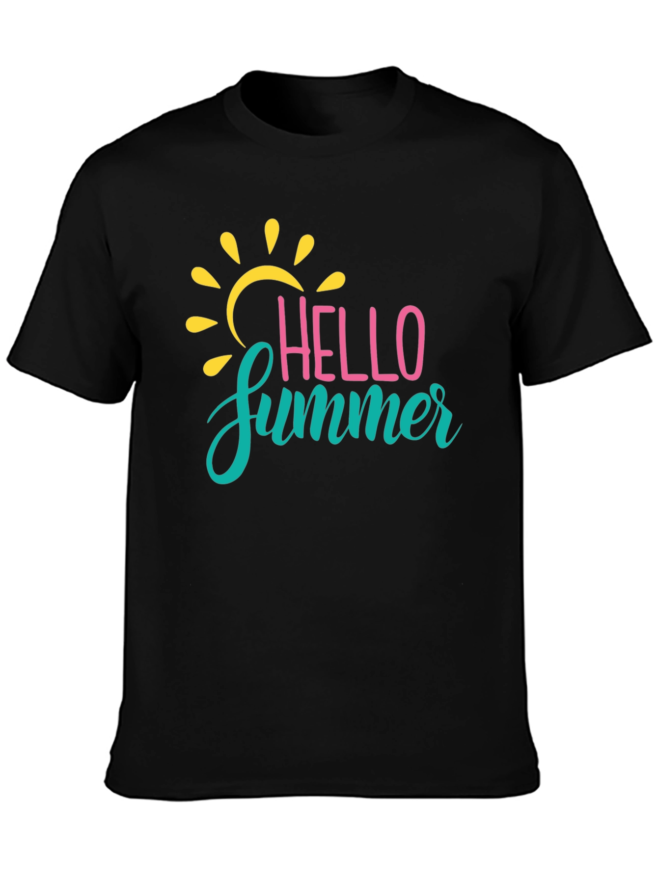Hello Summer Graphic Tee - Black Crew Neck
