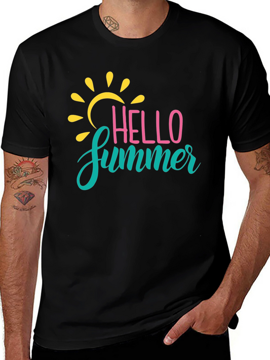 Hello Summer Graphic Tee - Black Crew Neck