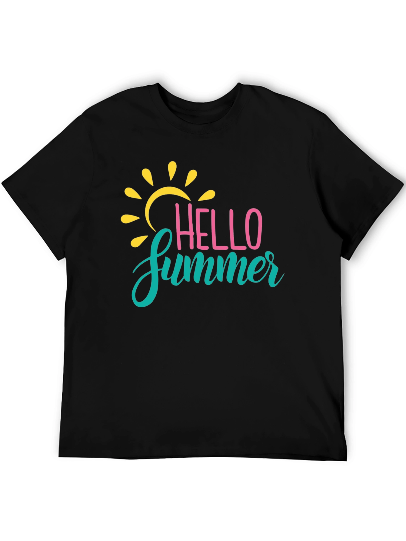 Hello Summer Graphic Tee - Black Crew Neck