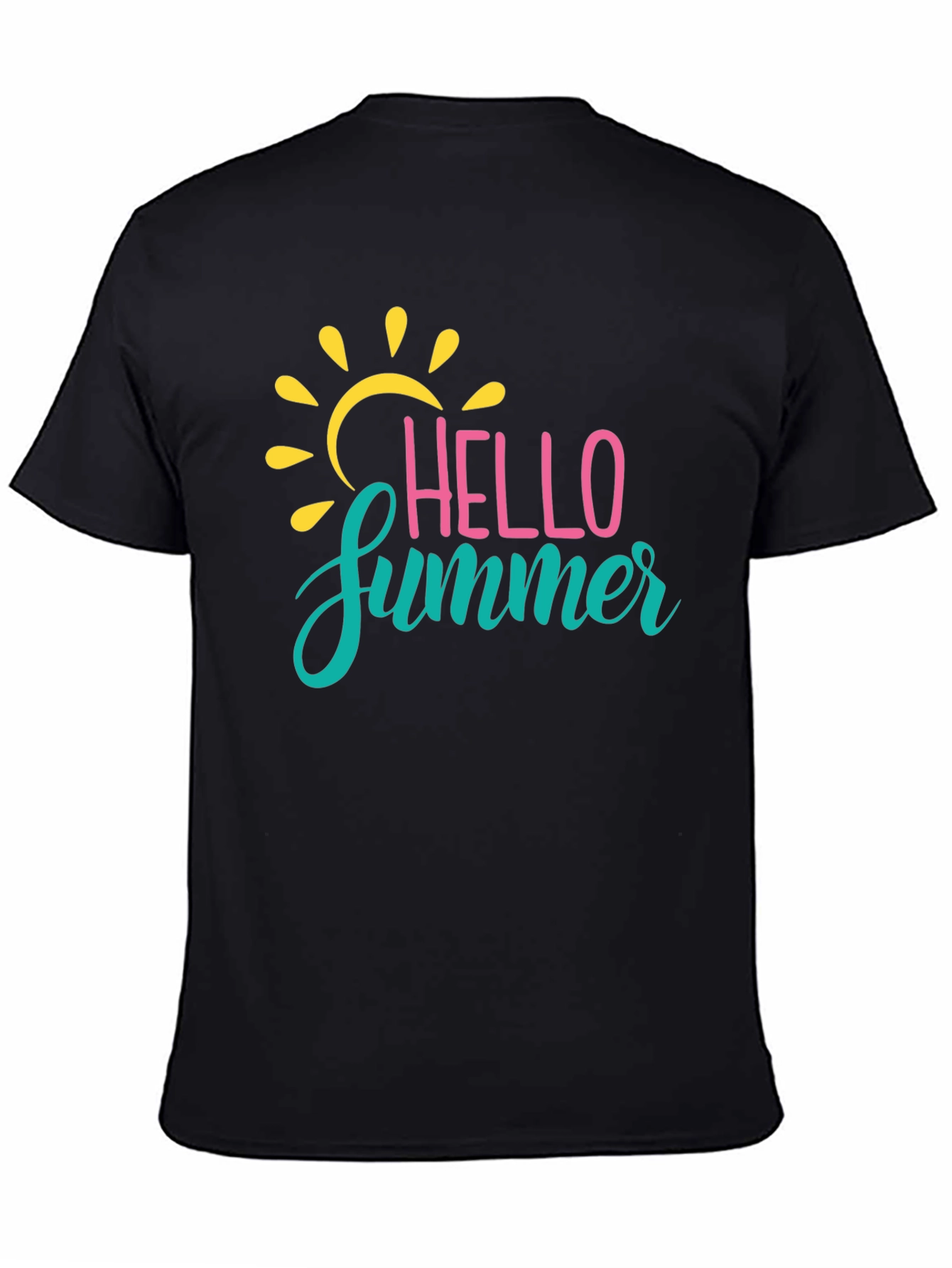 Hello Summer Graphic Tee - Black Crew Neck