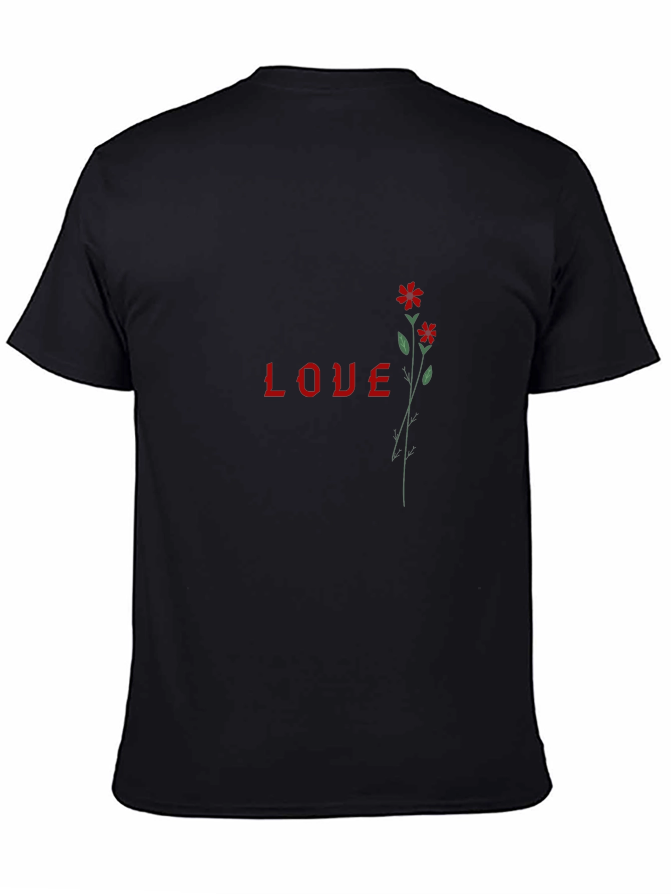 Love Flower Graphic T-Shirt - Stylish Black Tee