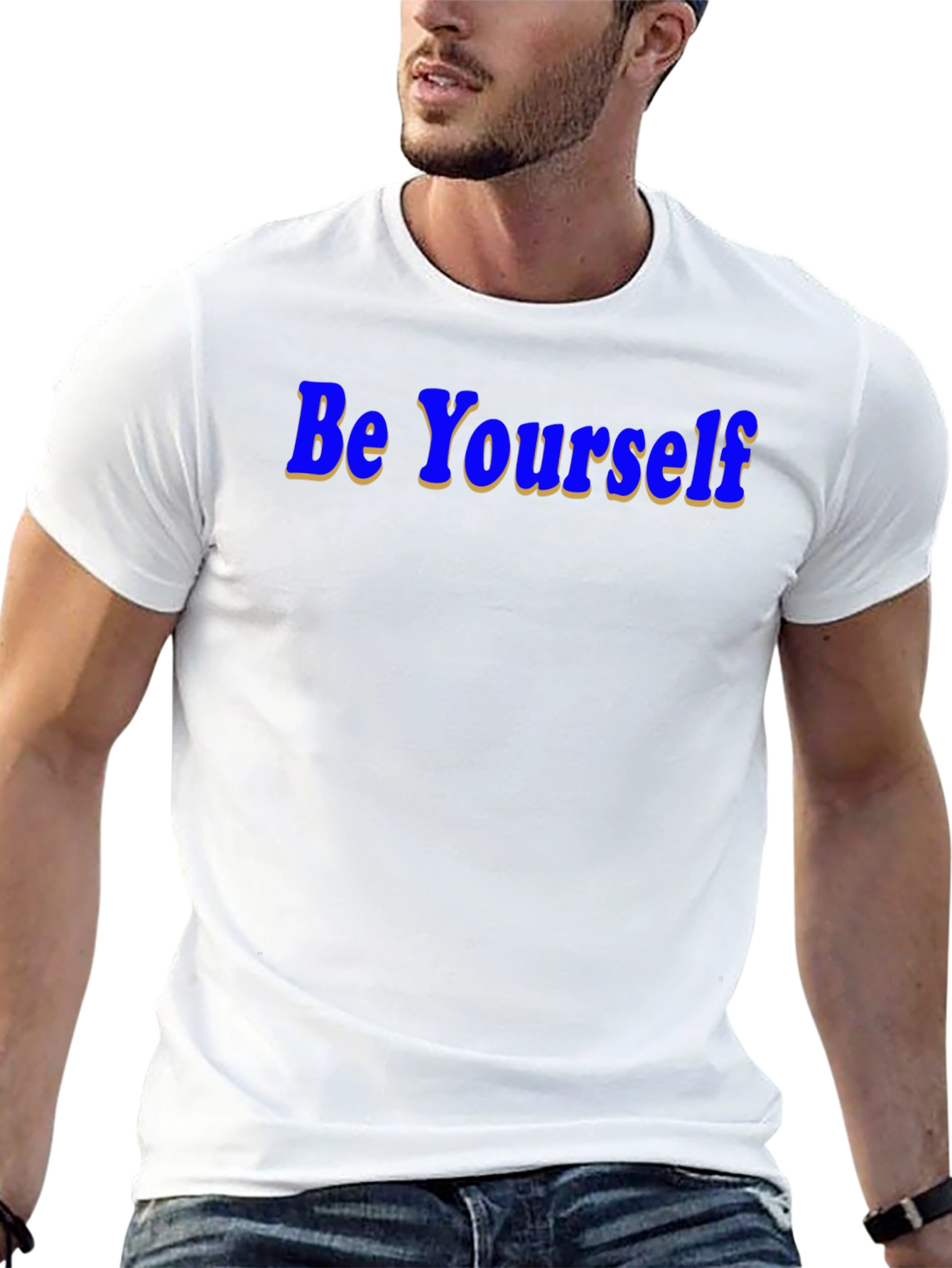 Be Yourself T-Shirt - Blue Graphic Design on Black