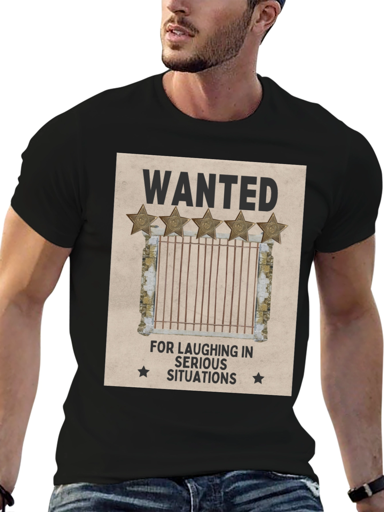 Wanted: Laughing in Serious Situations Graphic T-Shirt