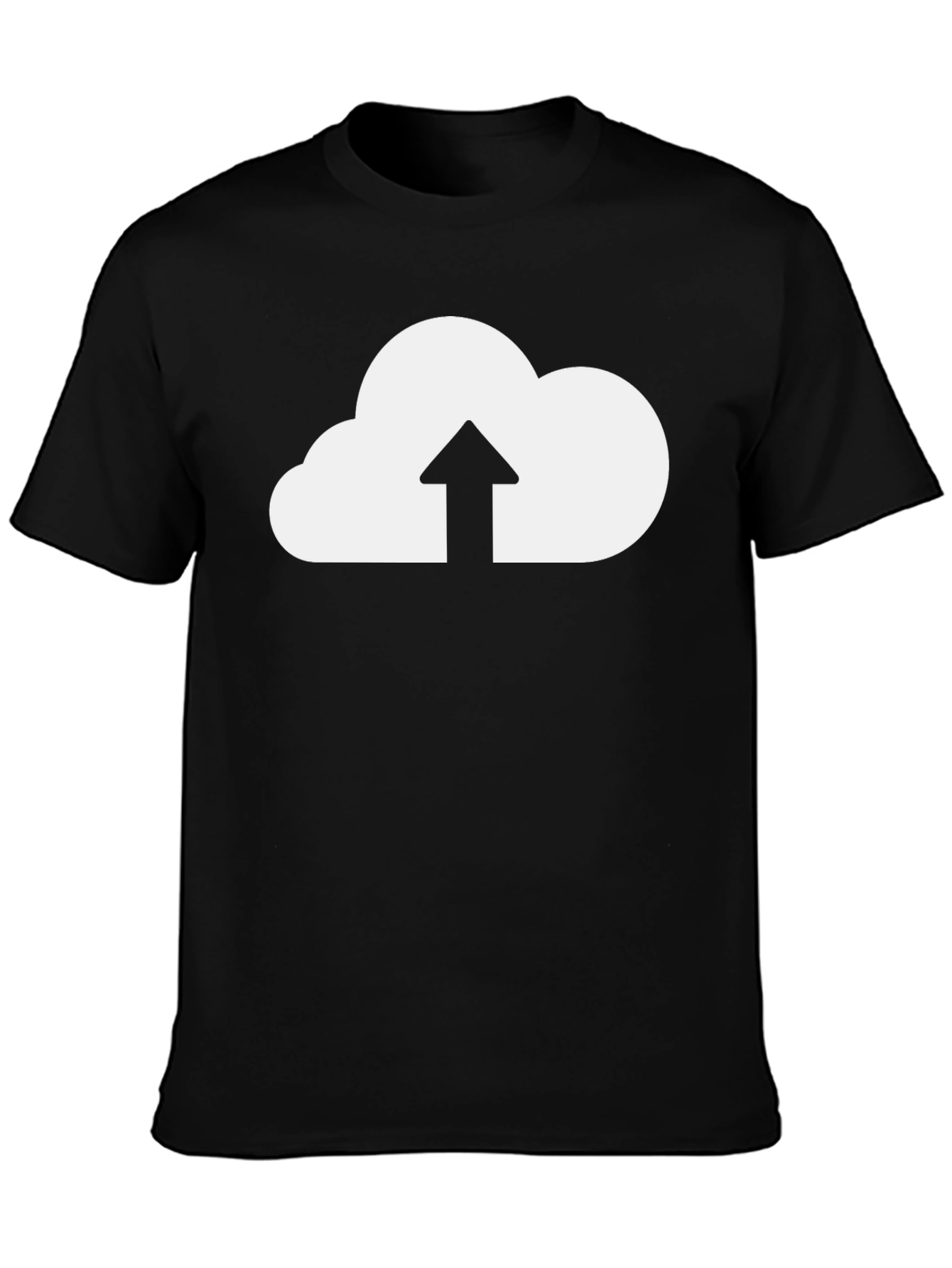 Cloud Upload Graphic Tee - Black Cotton T-Shirt